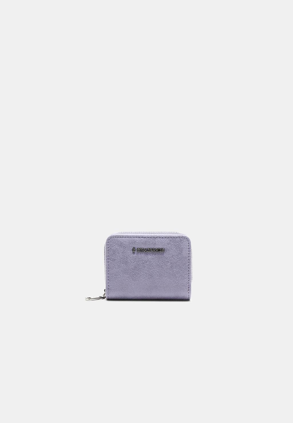 Zipped faux suede card holder purse