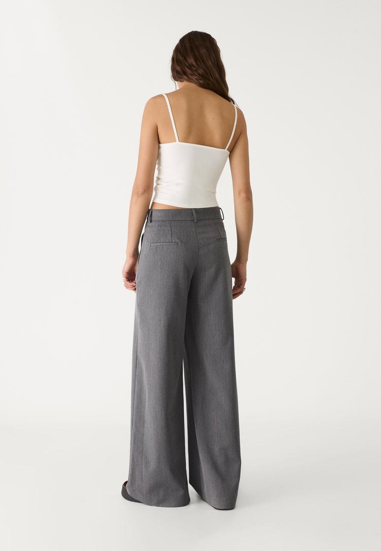 pantalon vestir wide leg pinzas