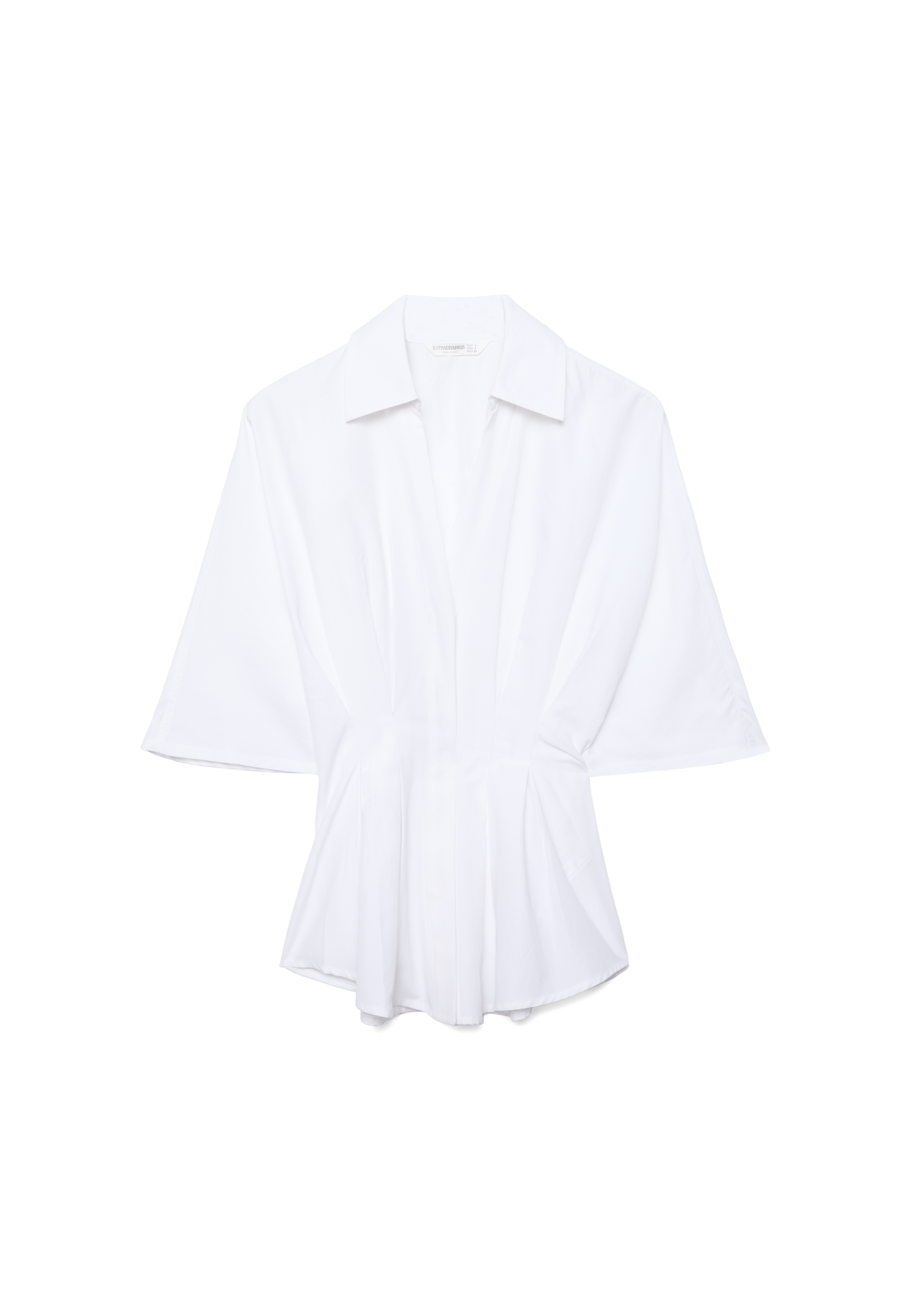 Fitted kimono sleeve shirt with pleats — White