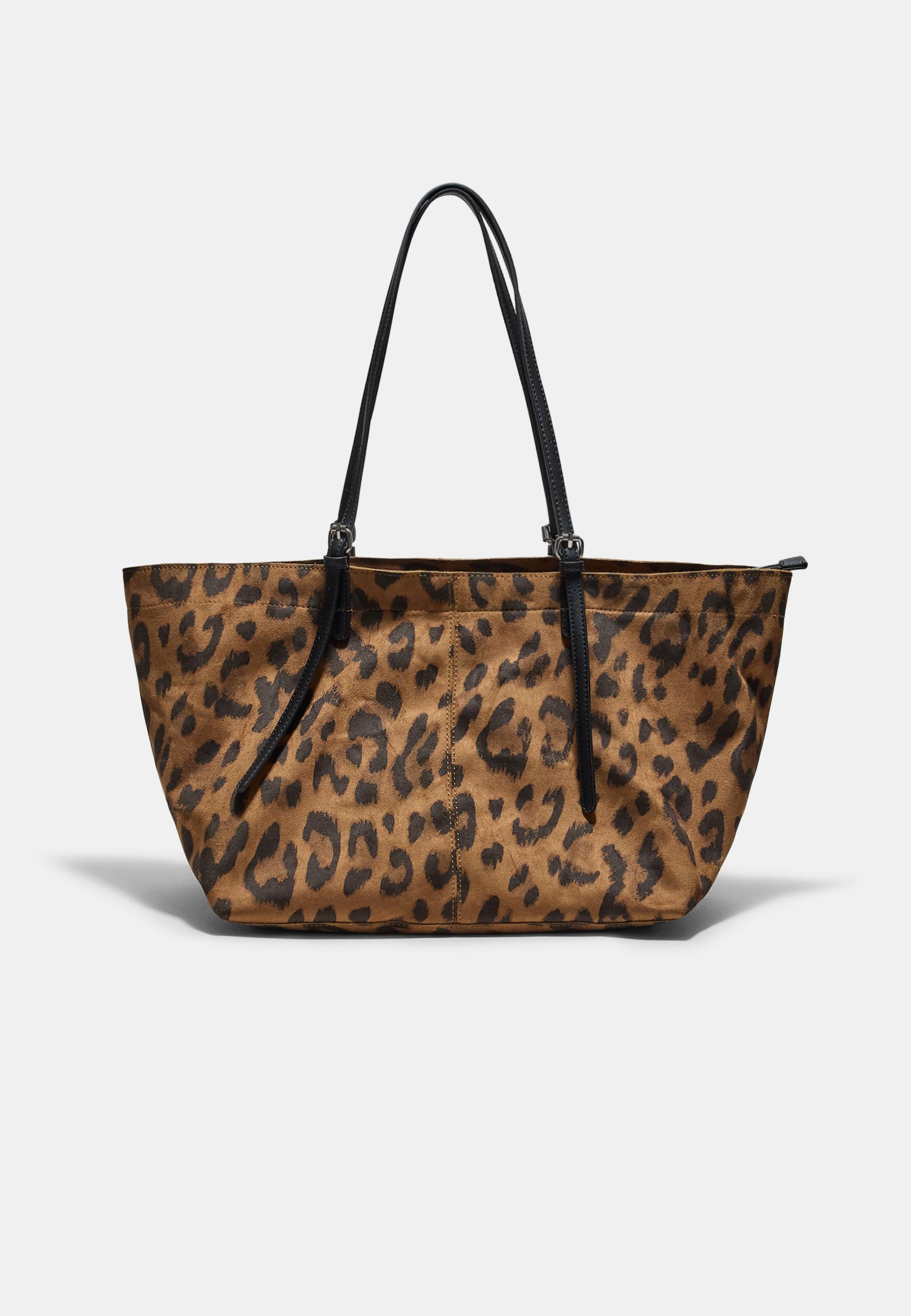 Stradivarius Τσάντα Shopper Animal Print Καφέ Os