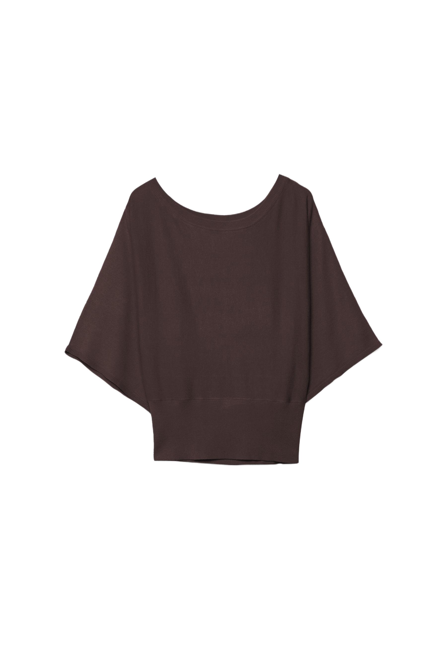 Wide sleeve knit sweater — Brown