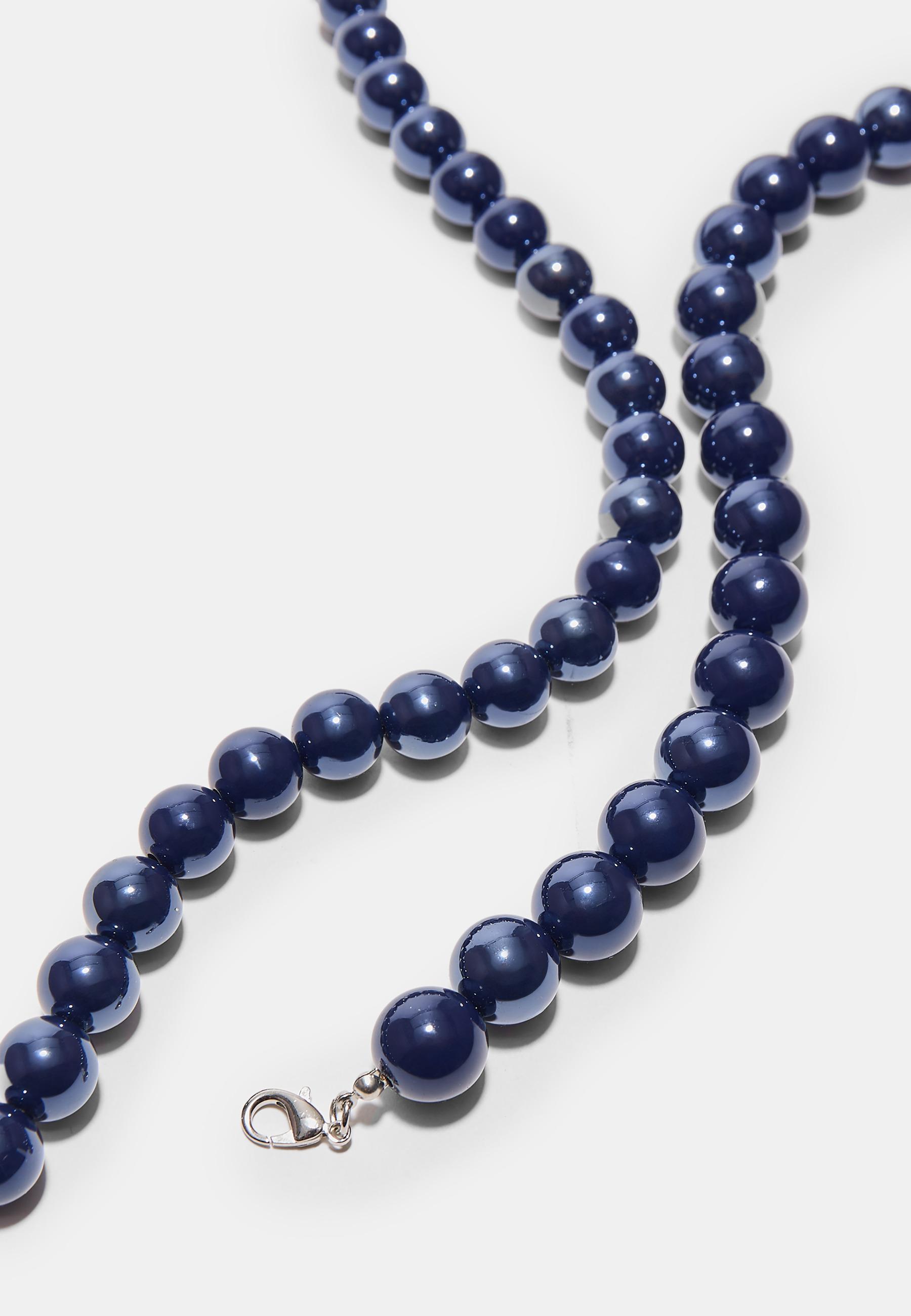 Set of 2 bead necklaces — Electric blue