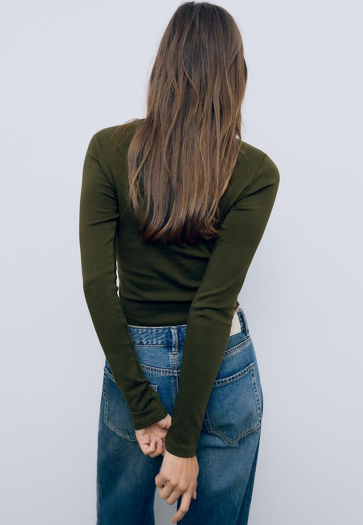 t shirt basic maniche lunghe in cotone