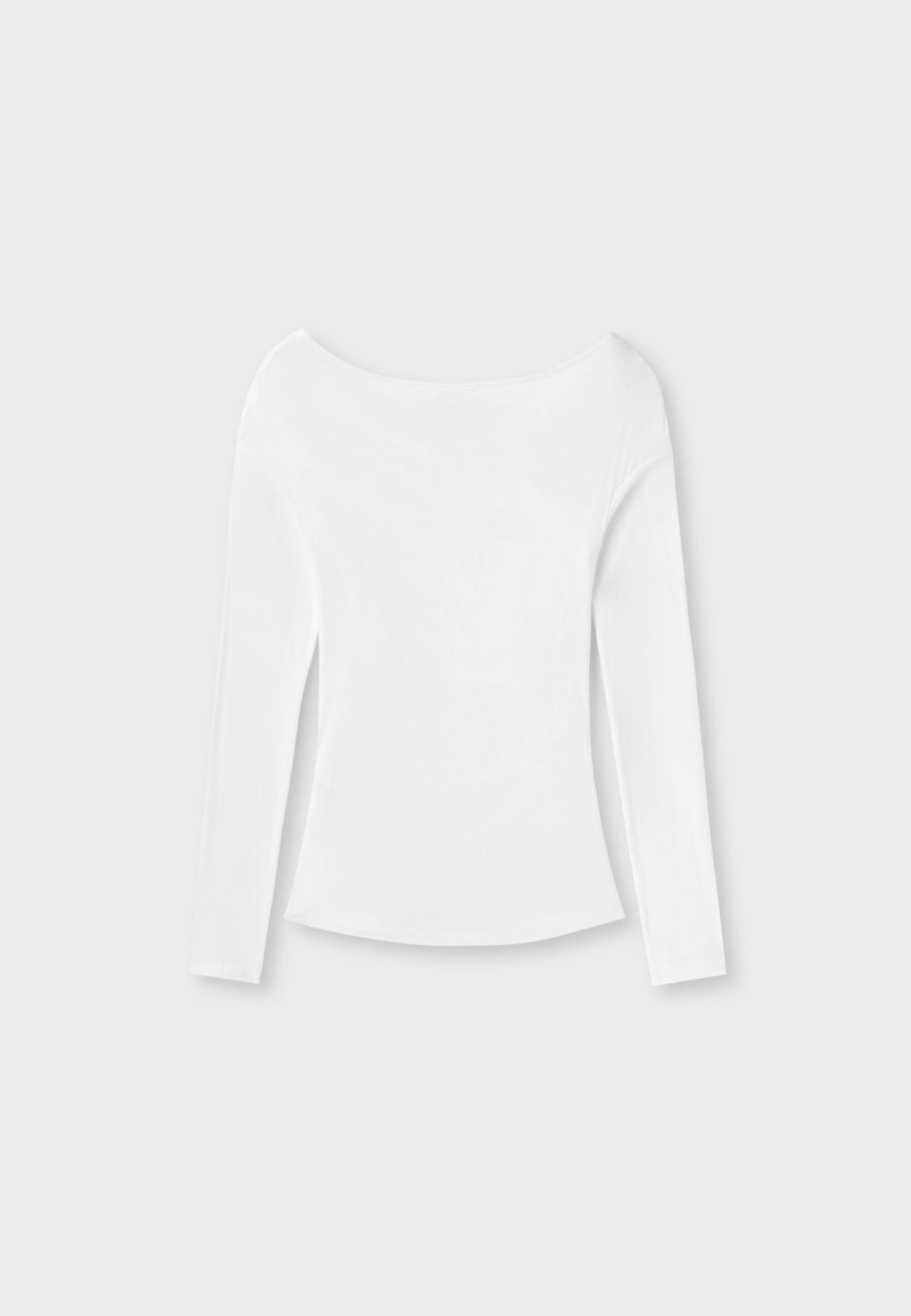 Crossover boat neck T-shirt — Ecru