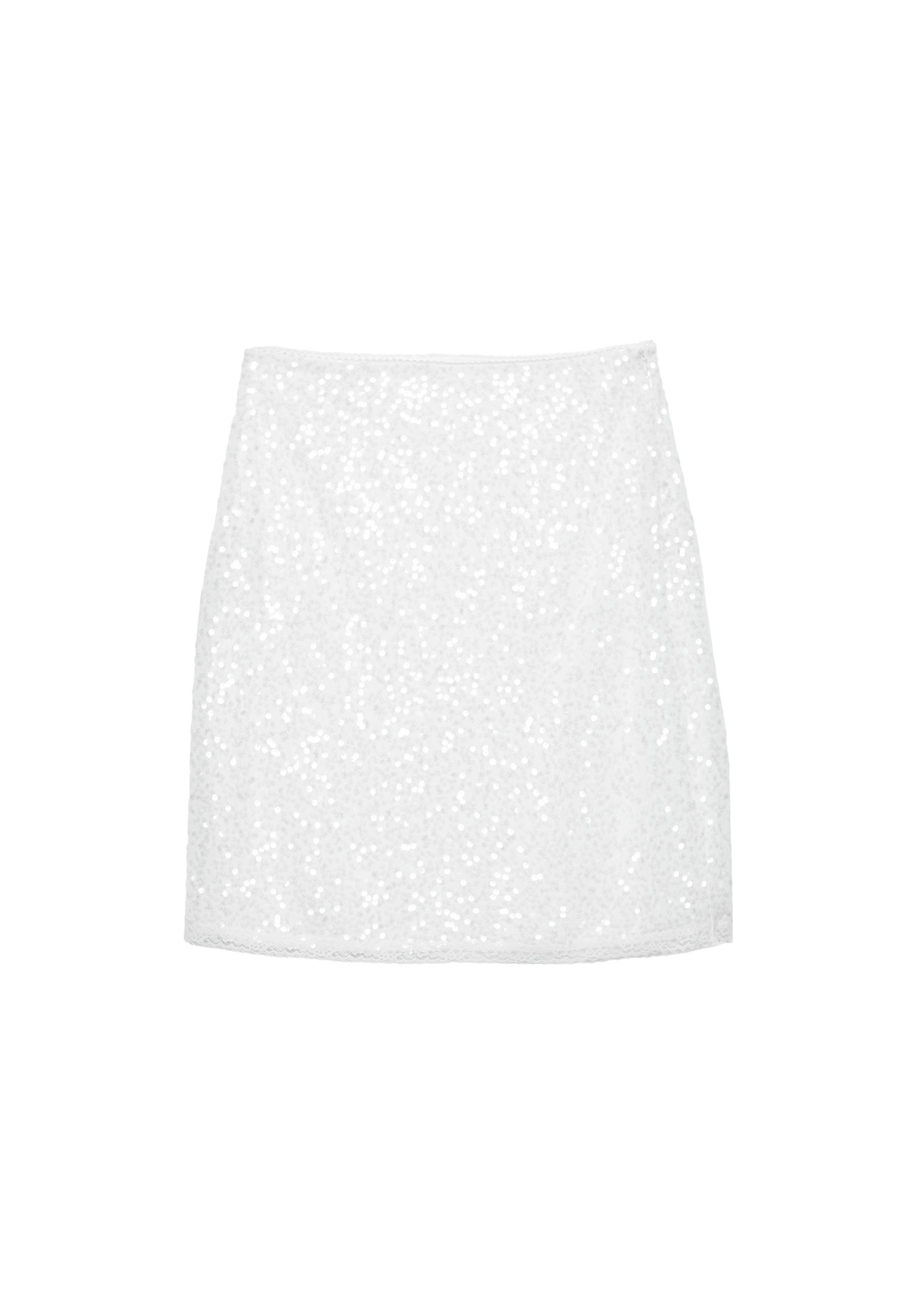 Sequin midi skirt — Ecru
