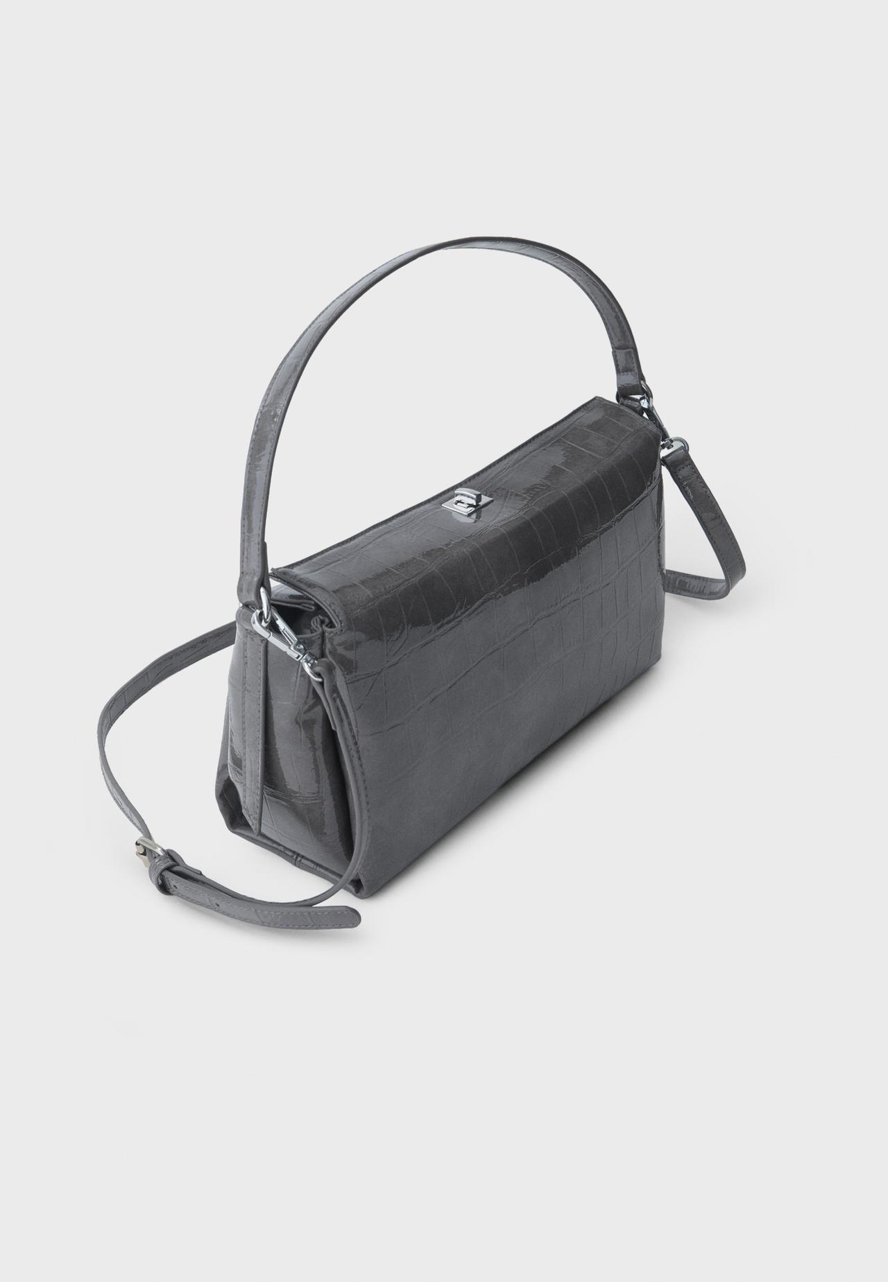 Mock croc shoulder bag — Dark grey