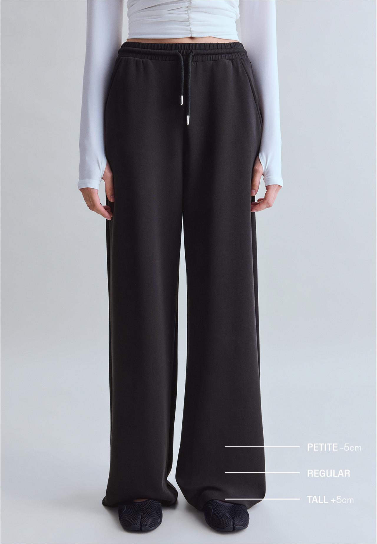 Soft-touch palazzo jogger trousers — Black