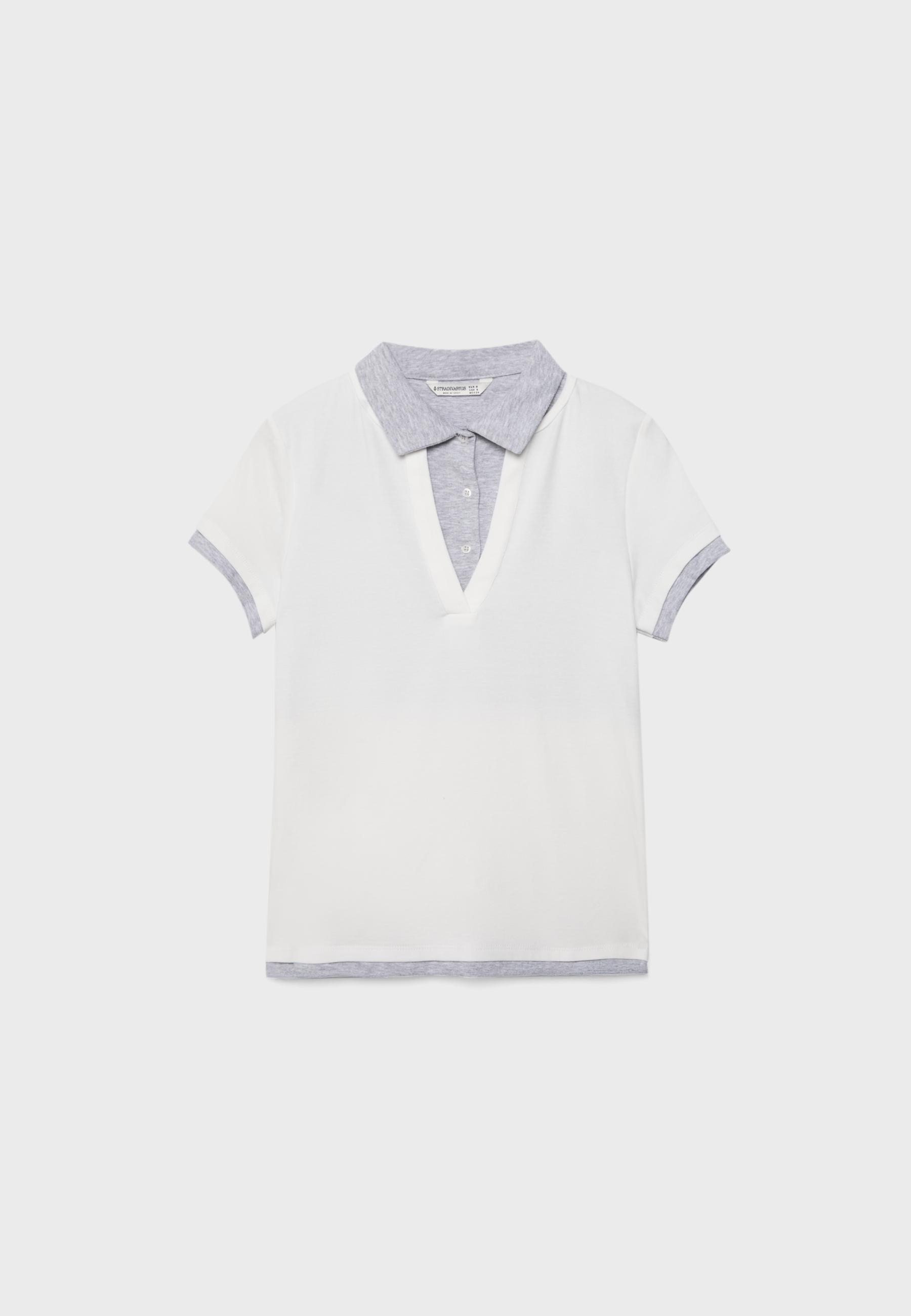 Double-layer short sleeve polo T-shirt — White