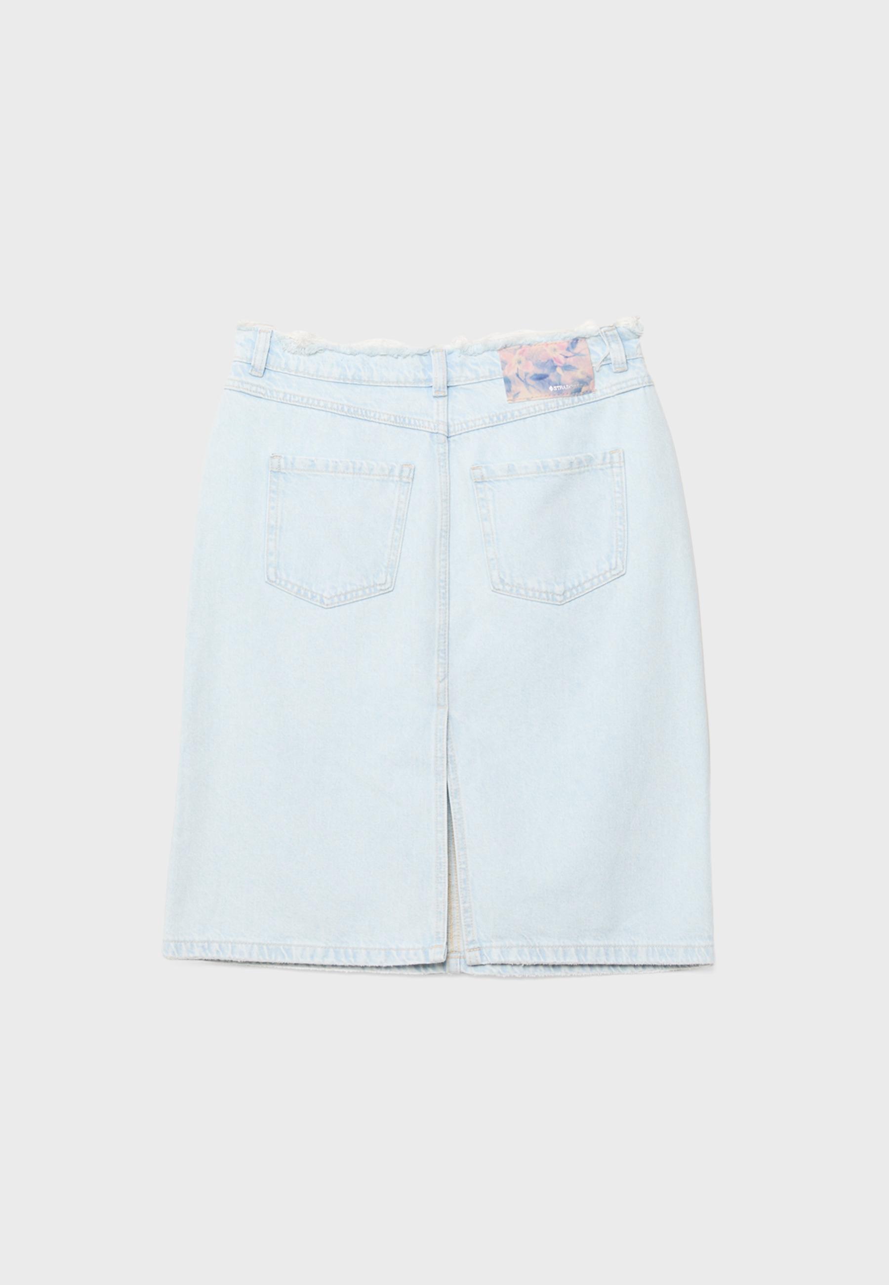 Reworked denim midi skirt — MEDIUM LIGHT BLUE DENIM