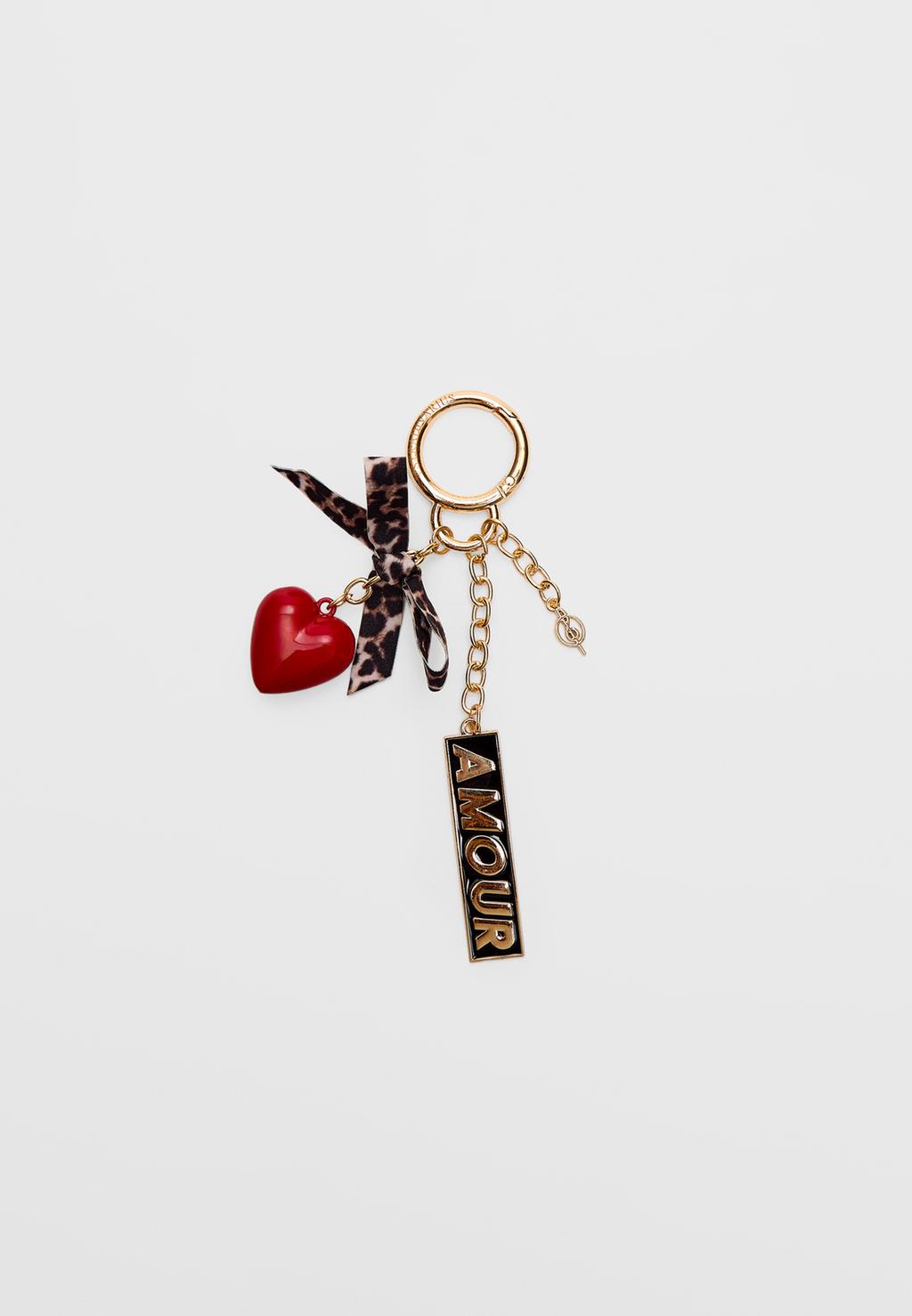 Heart and bow key ring