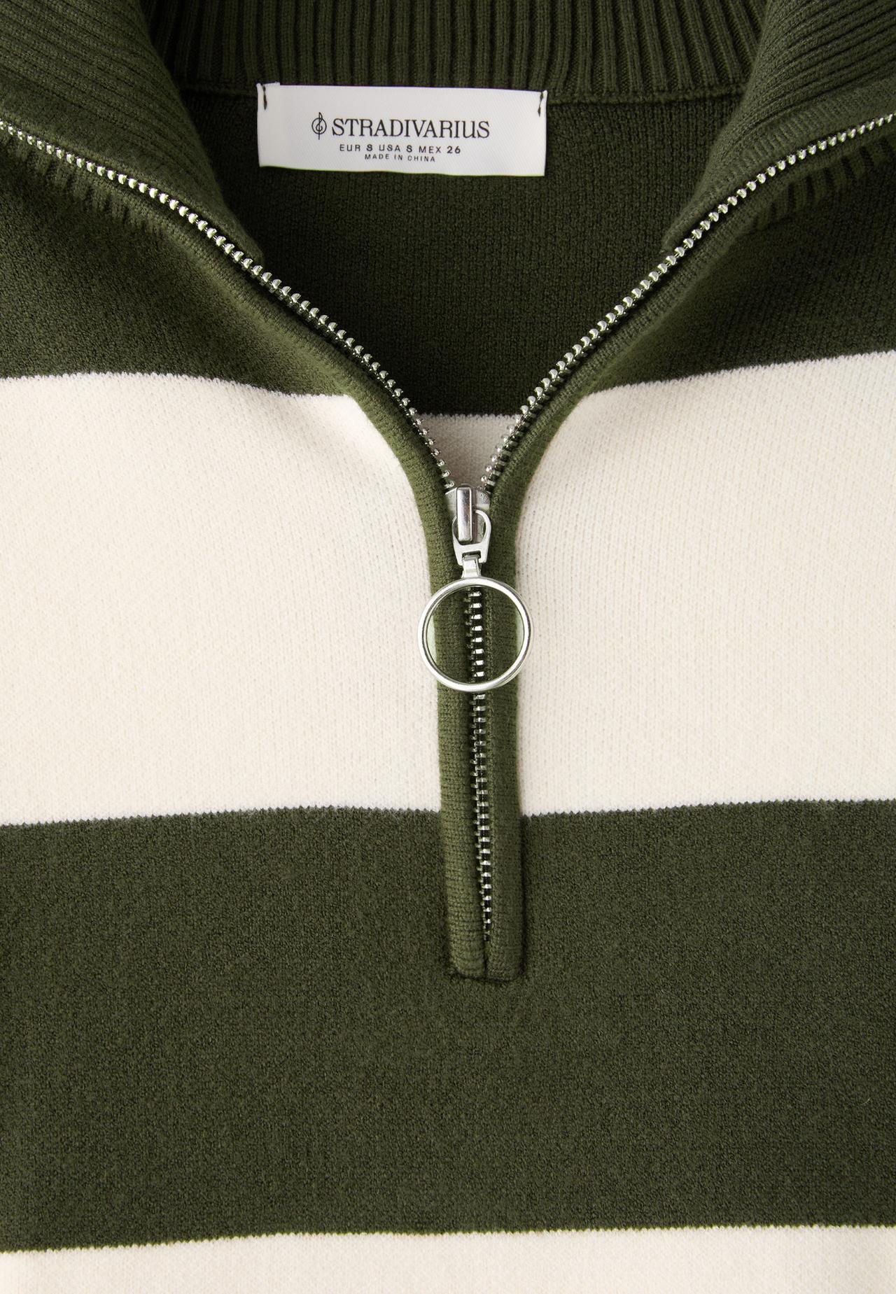 Zip-up knit sweater — Khaki