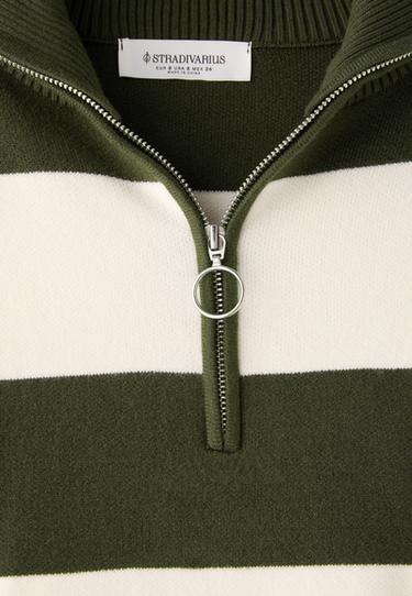 Zip-up knit sweater — Khaki 8