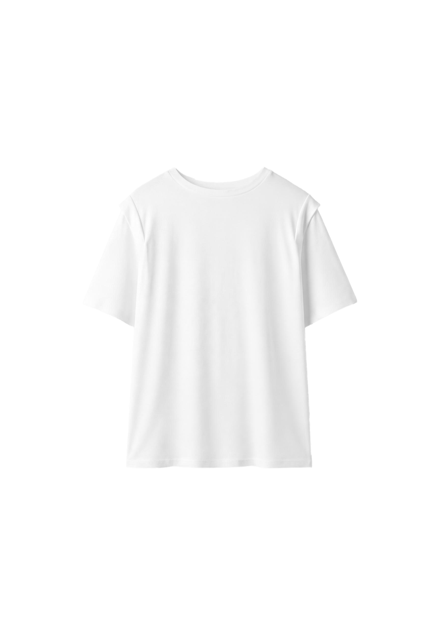 Padded shoulder T-shirt — Ecru