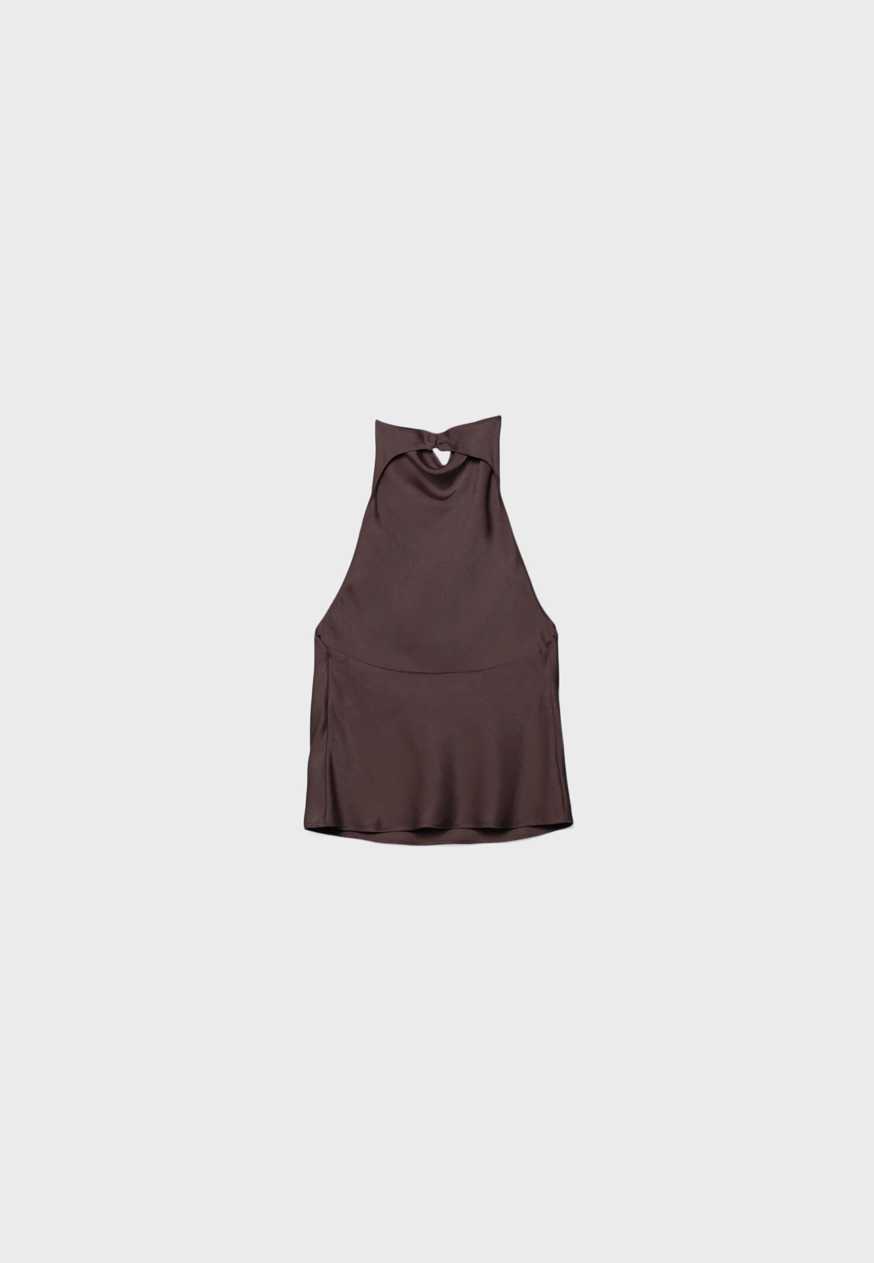 Saten halter top - Görsel 8