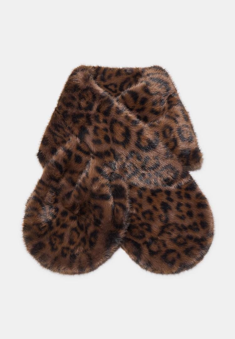 sciarpa in pelliccia sintetica leopardata