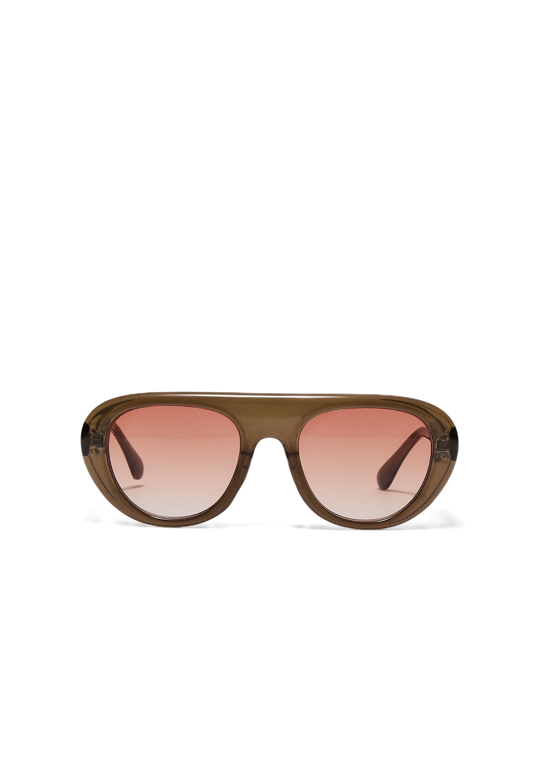 Round resin sunglasses — Khaki