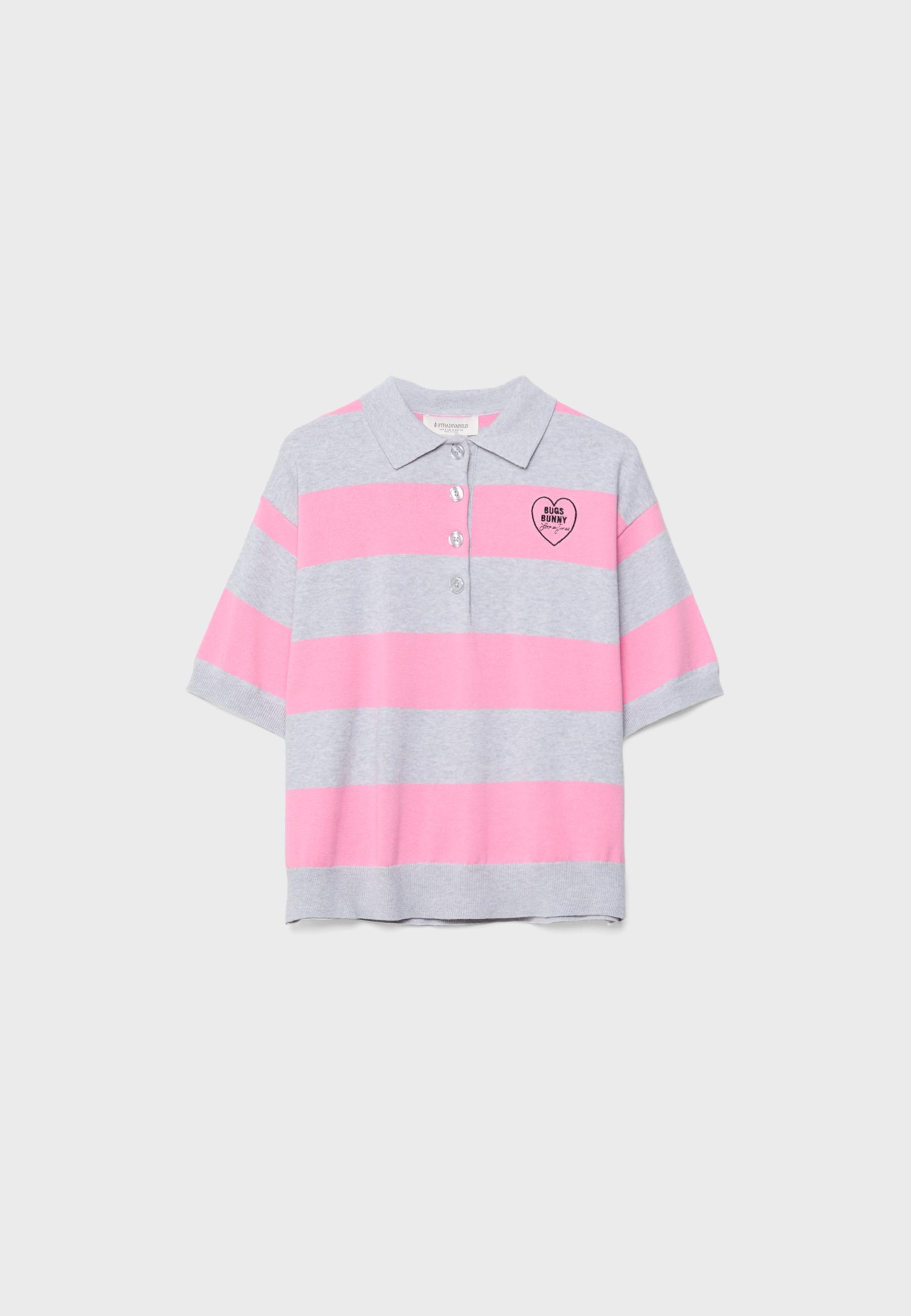 Bugs Bunny knit polo shirt — Pastel pink