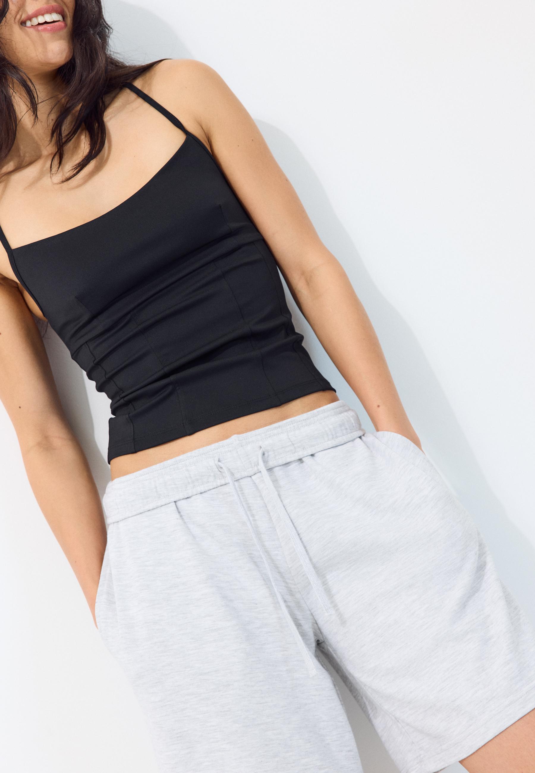 Plush Bermuda shorts — Grey melange