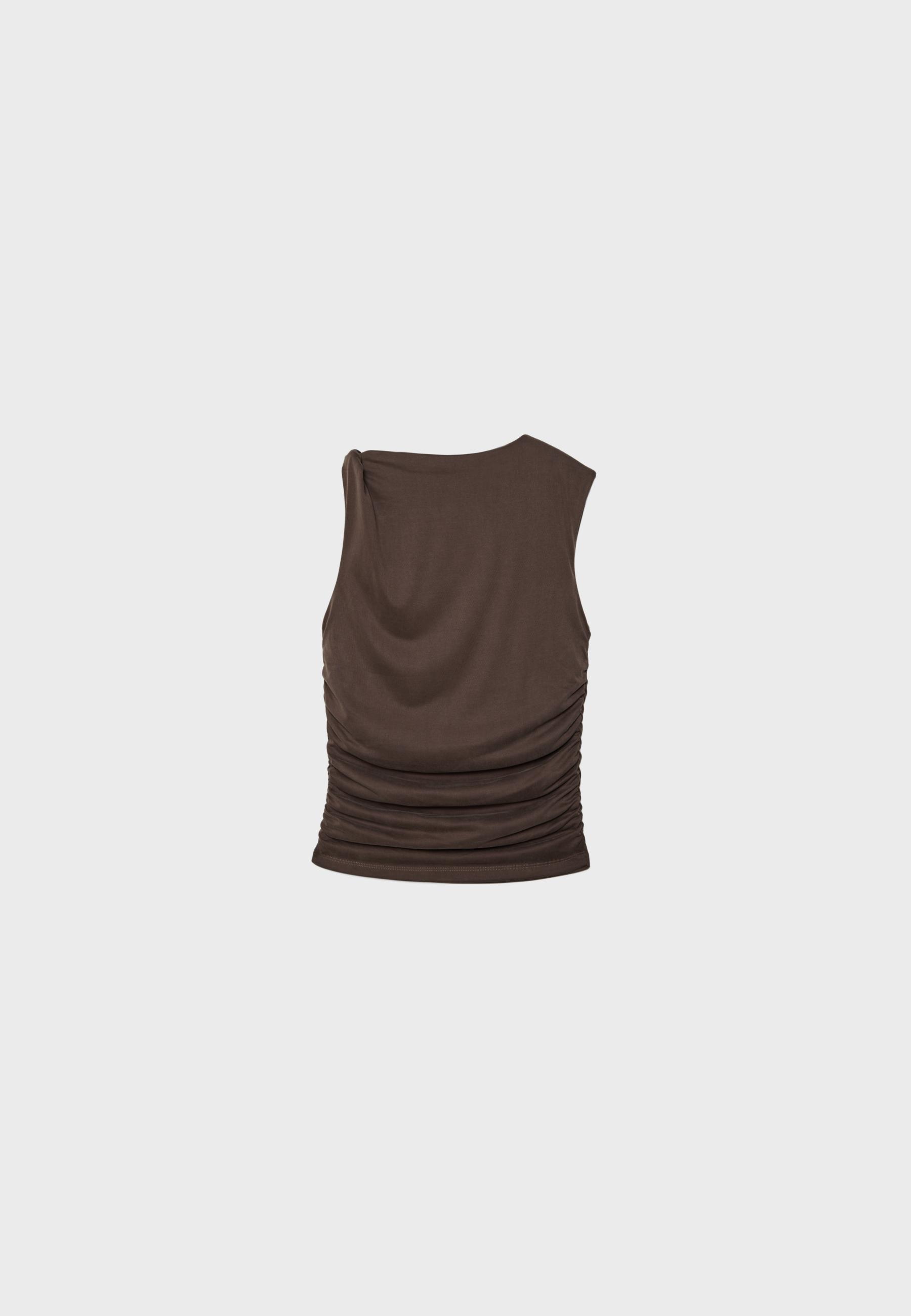 Draped fitted top — Brown