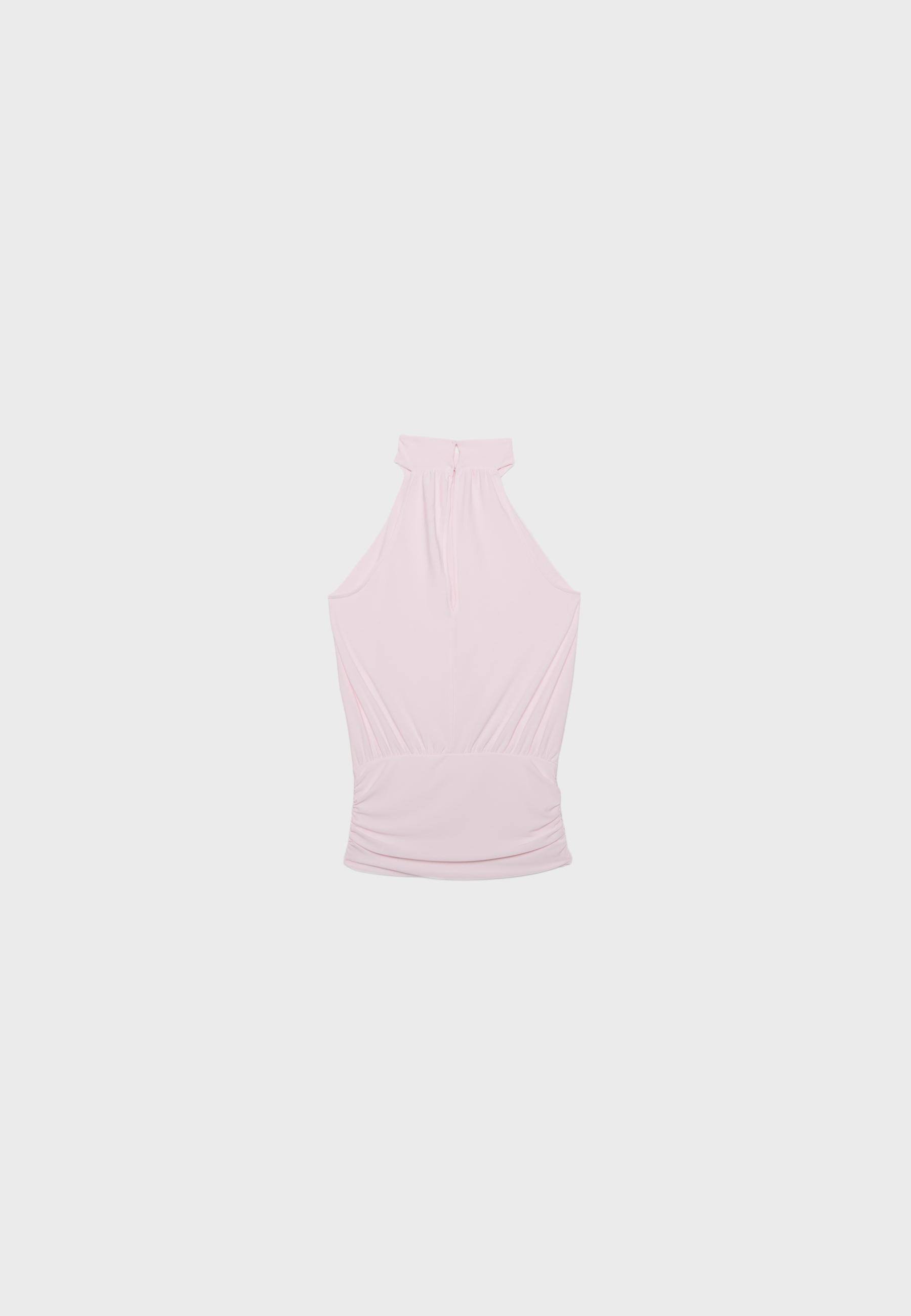Puff-effect halter top — Salmon pink