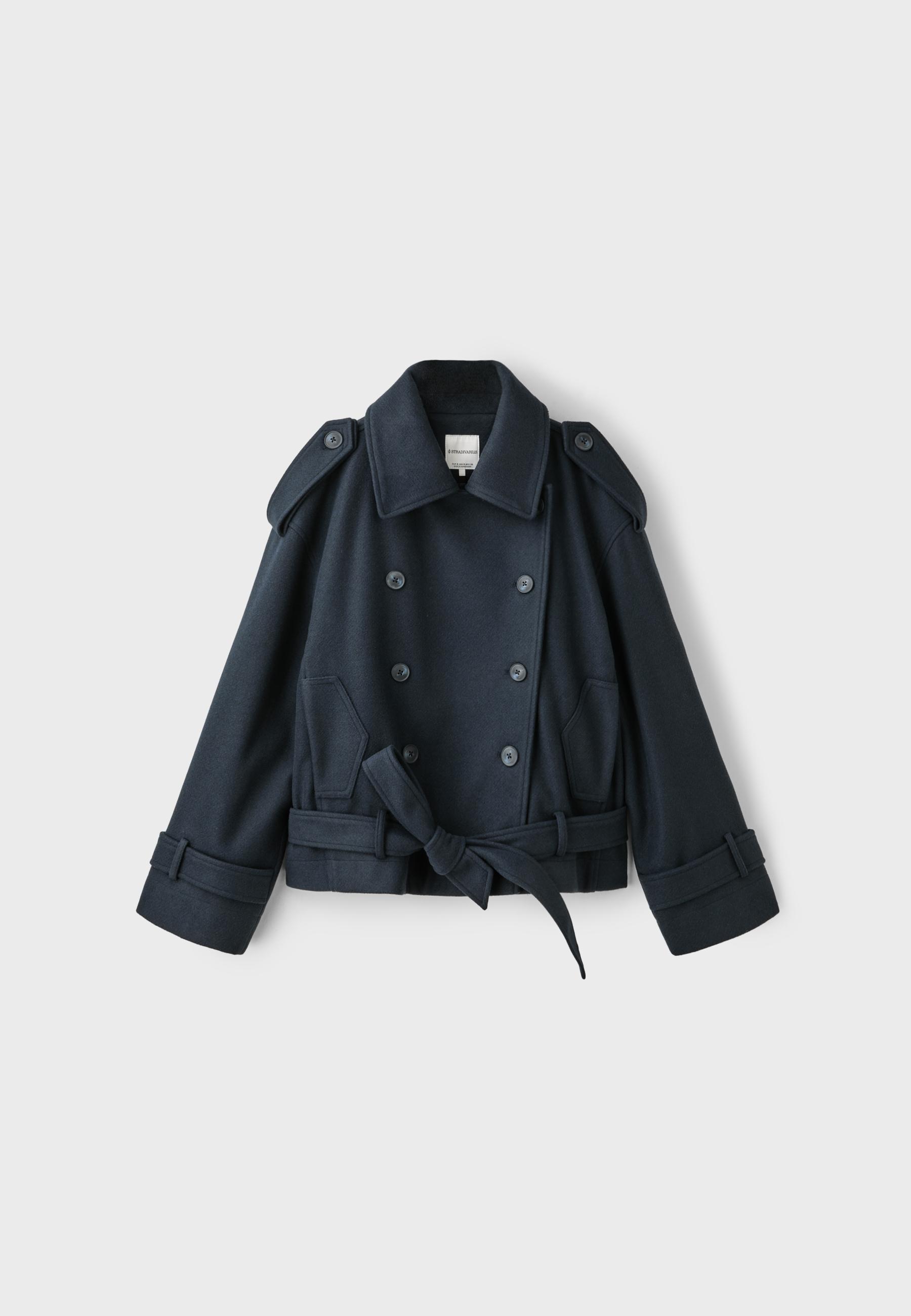 Soft-touch oversize trench coat — Dark blue