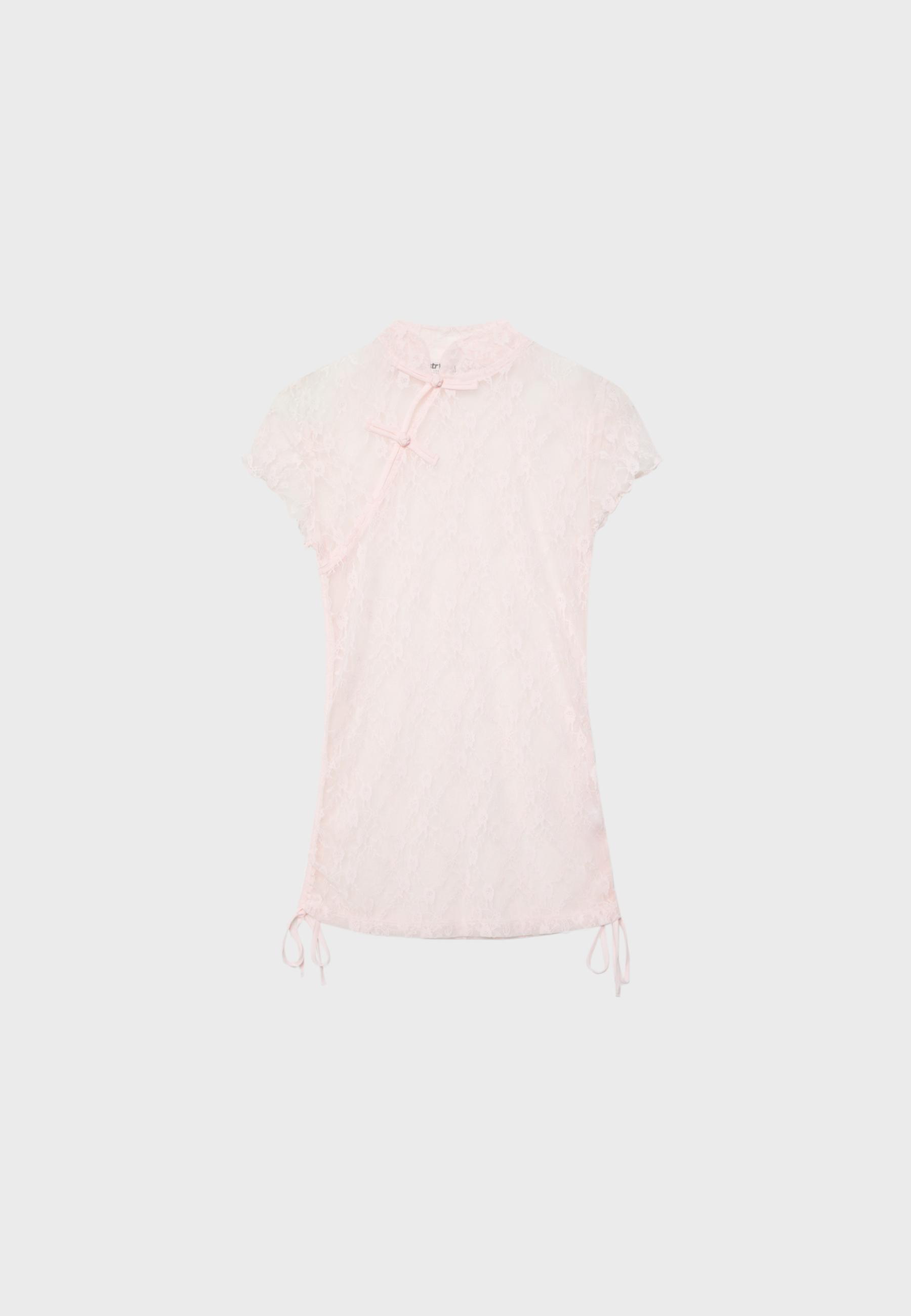 Short sleeve lace T-shirt — Pastel pink