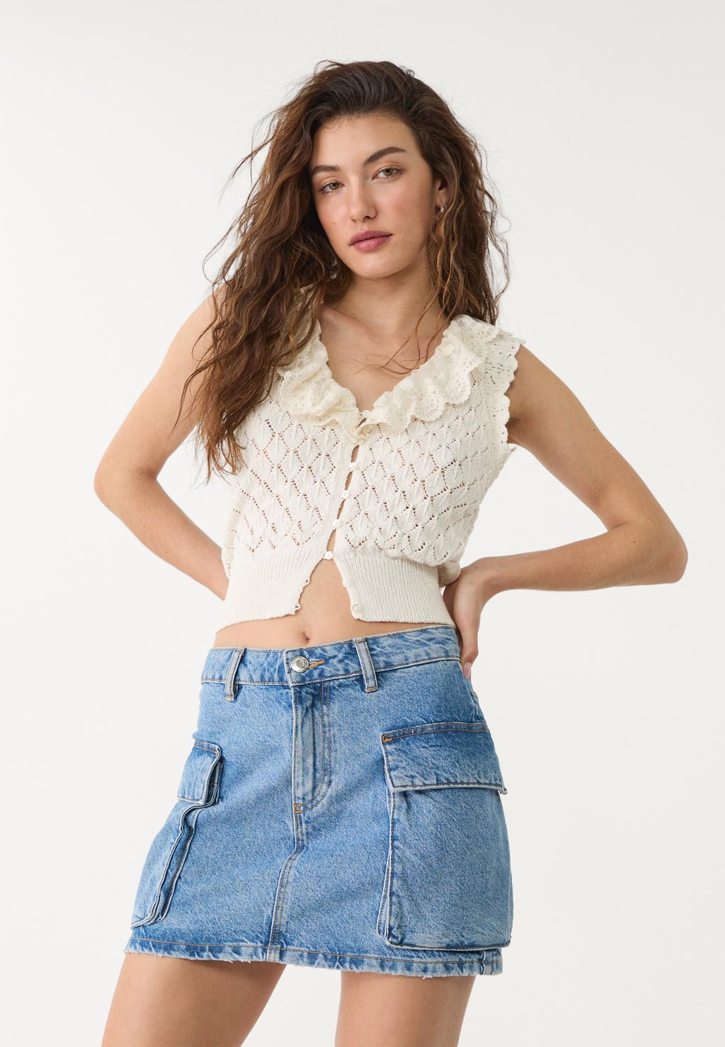 Falda mini cargo denim