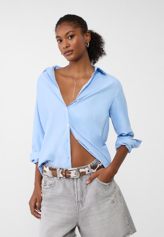 Camisa Oversize Camisa Popelin Stradivarius Camisa Blanca Mujer