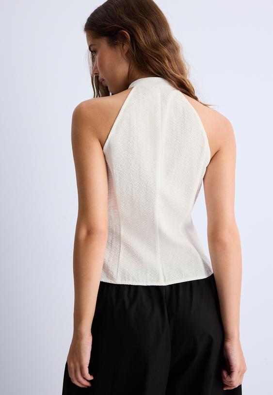 top halter qipao nodi semiarricciato