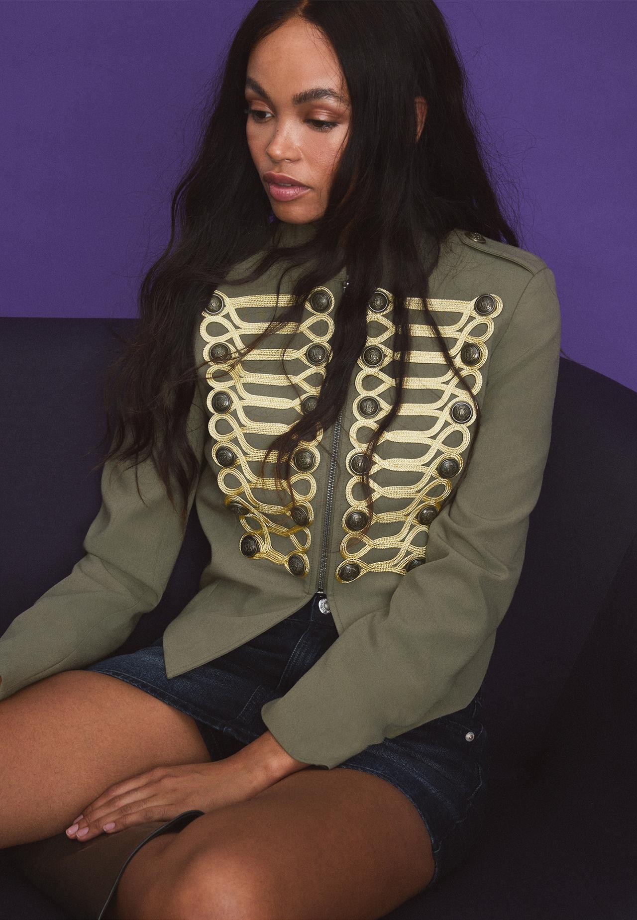 Metal button blazer — Khaki