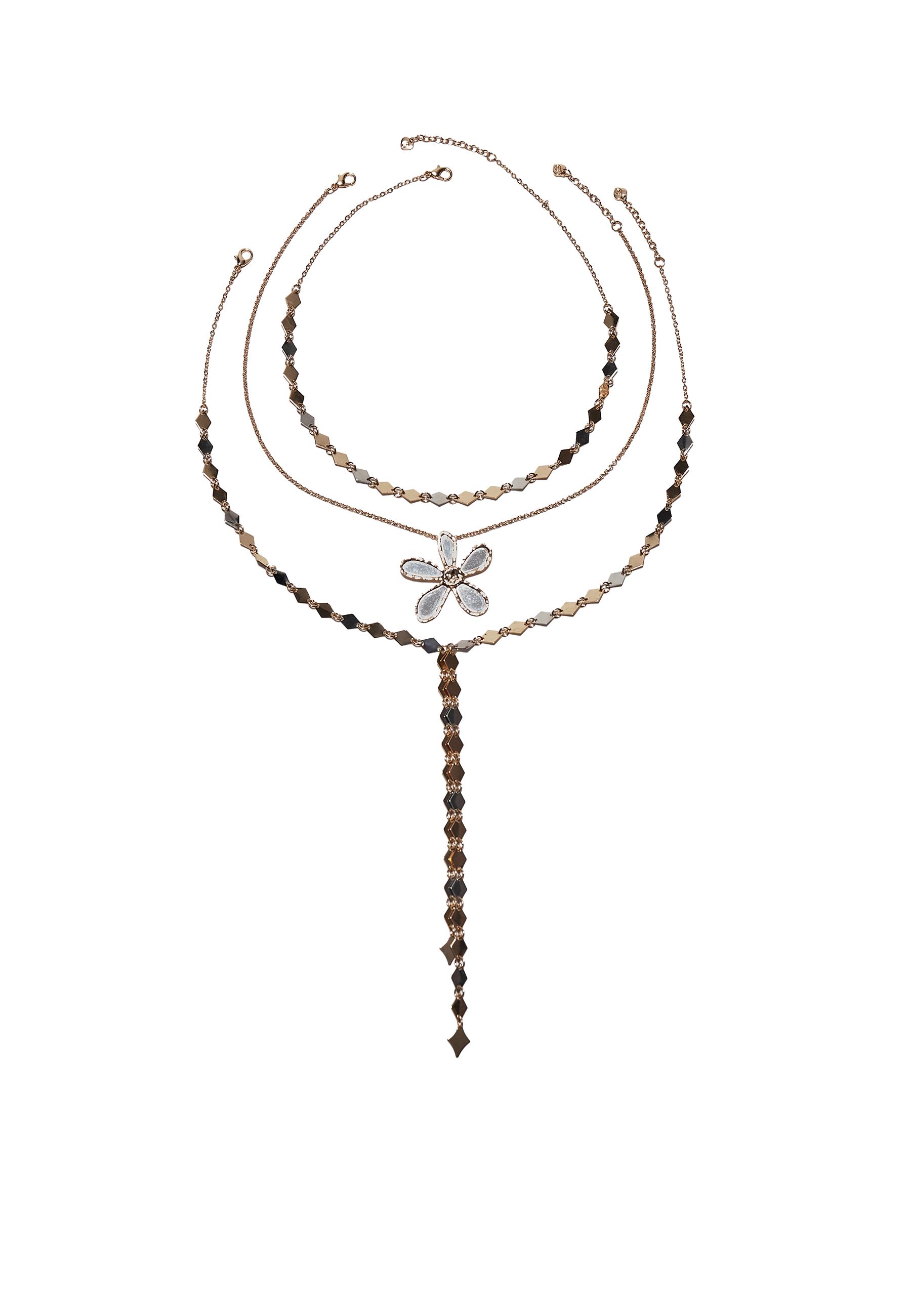 Set of 3 lariat flower necklaces — Gold