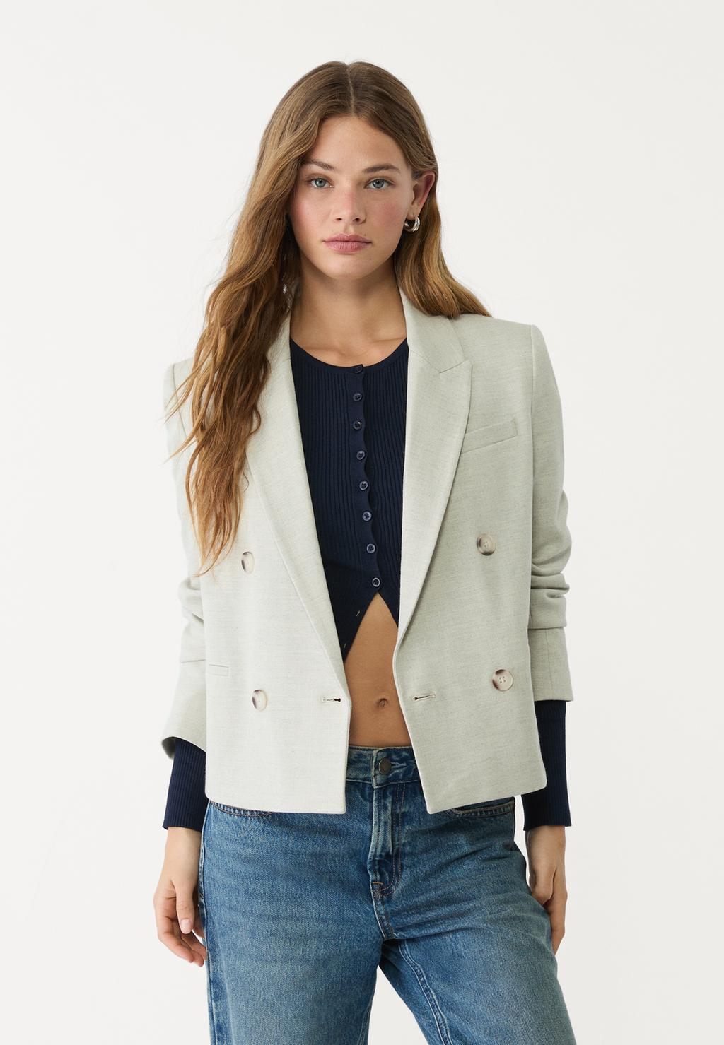 Cropped double-breasted blazer