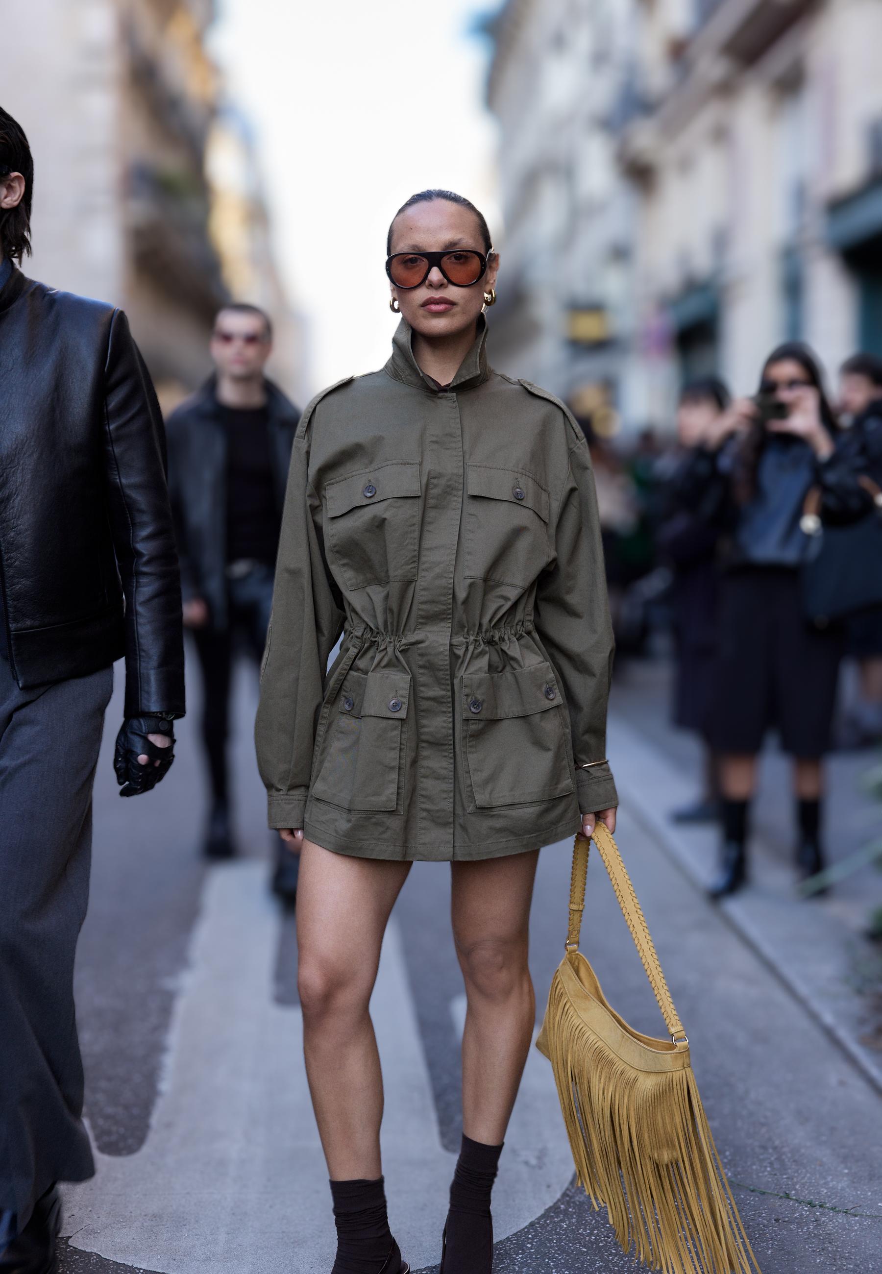 Cotton parka with pockets — Olive green