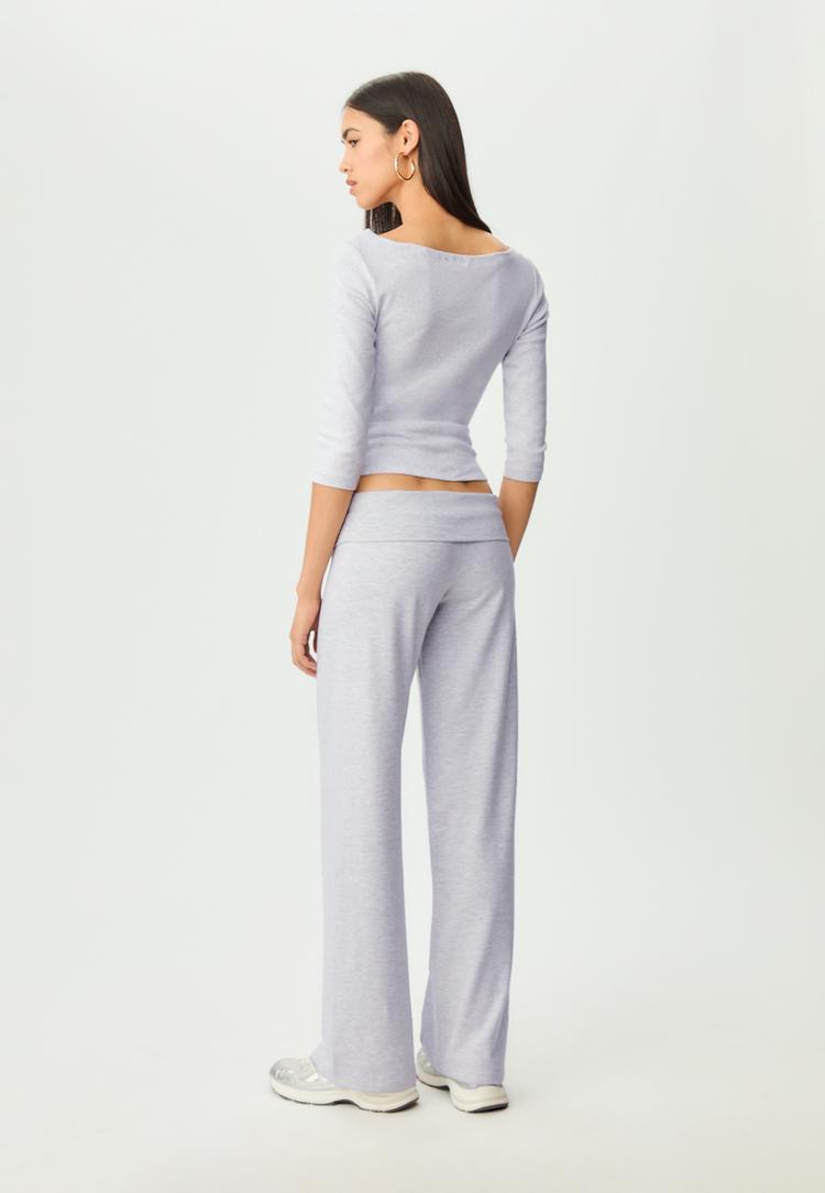 straight fit trousers with fold over waist