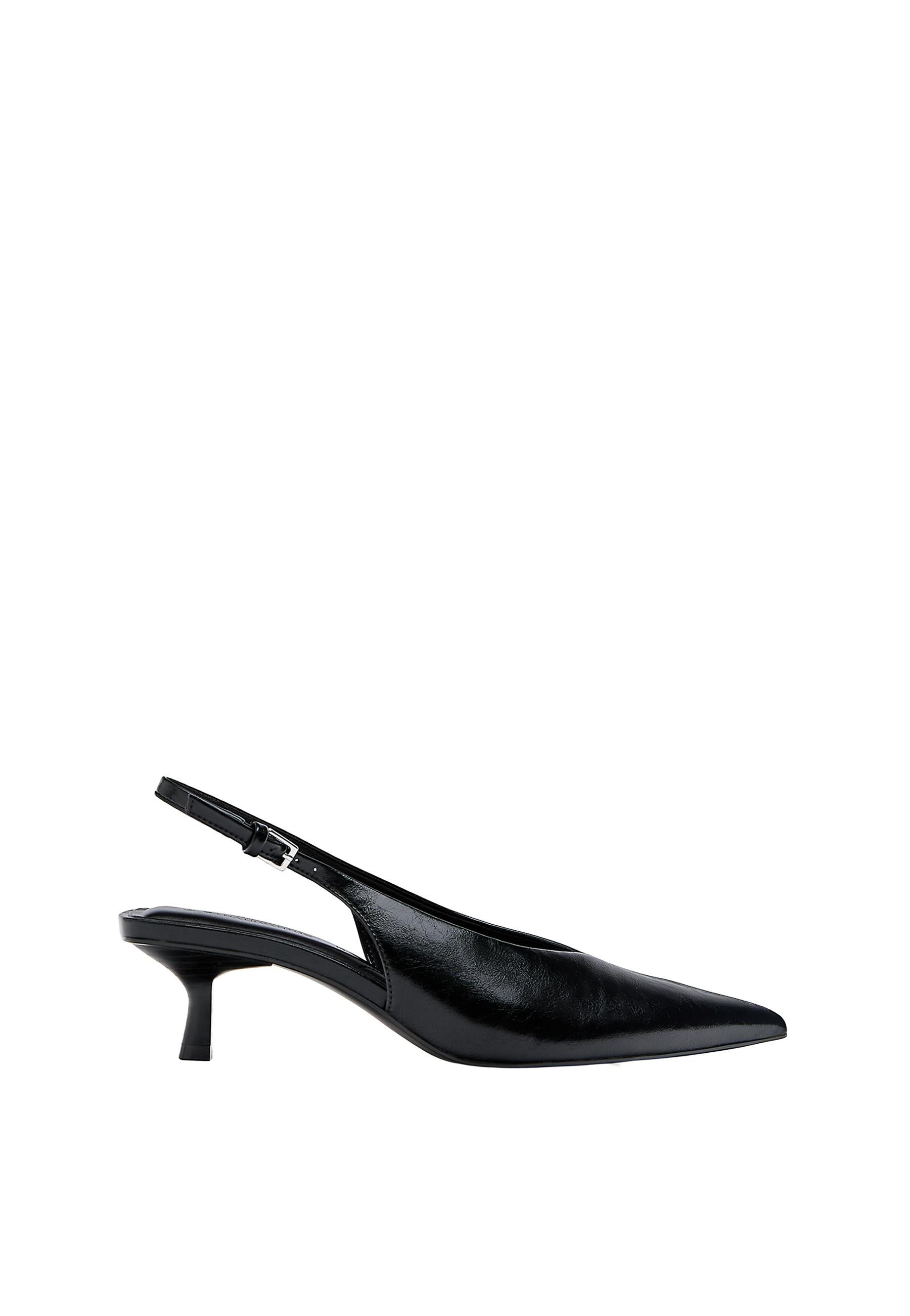 V-neck kitten heel shoes — BLACK 