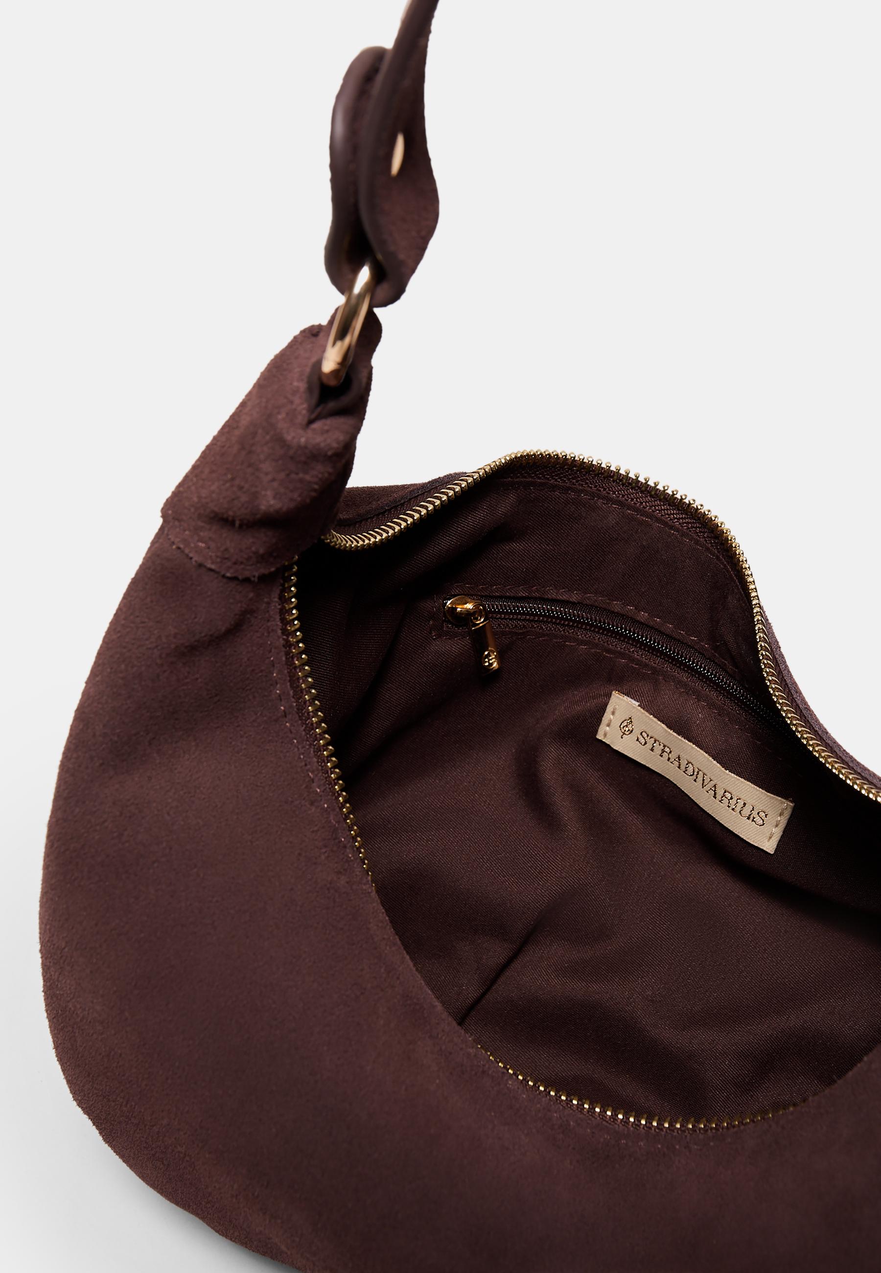 100% leather studded shoulder bag — Brown