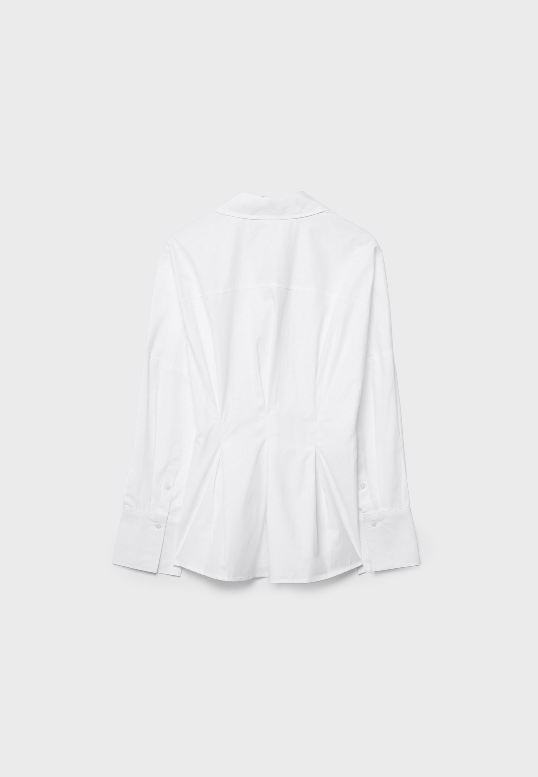 Pleated poplin shirt — White