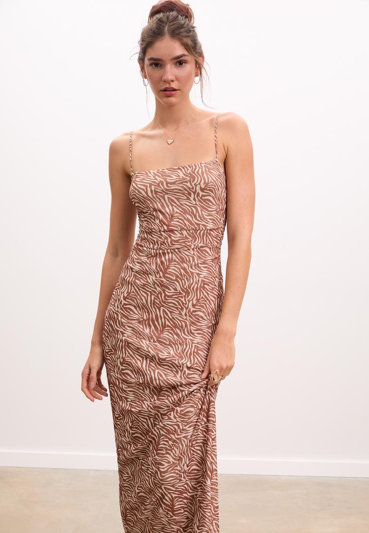 robe midi en tulle imprime