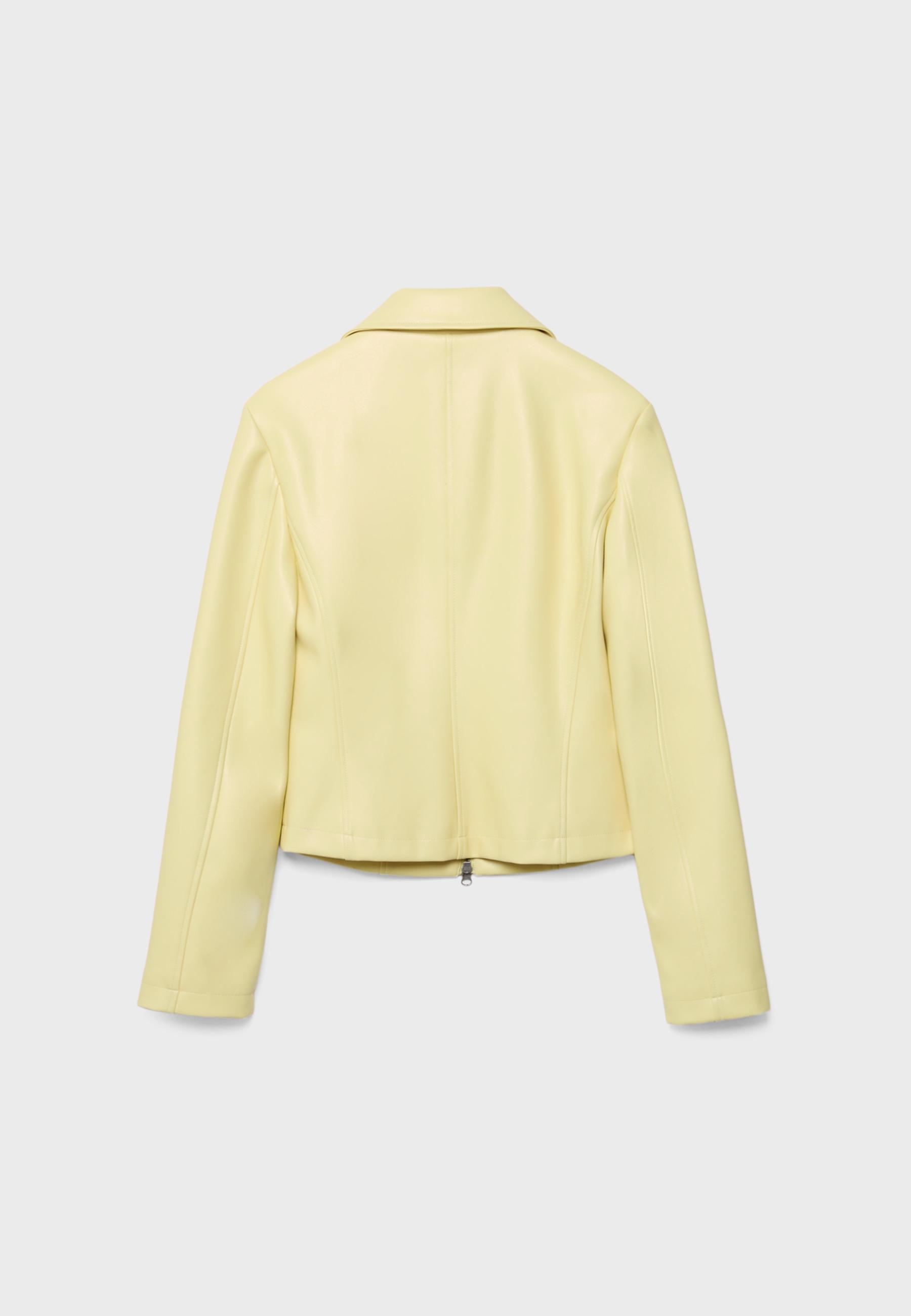 Fitted leather effect jacket — Pastel yellow