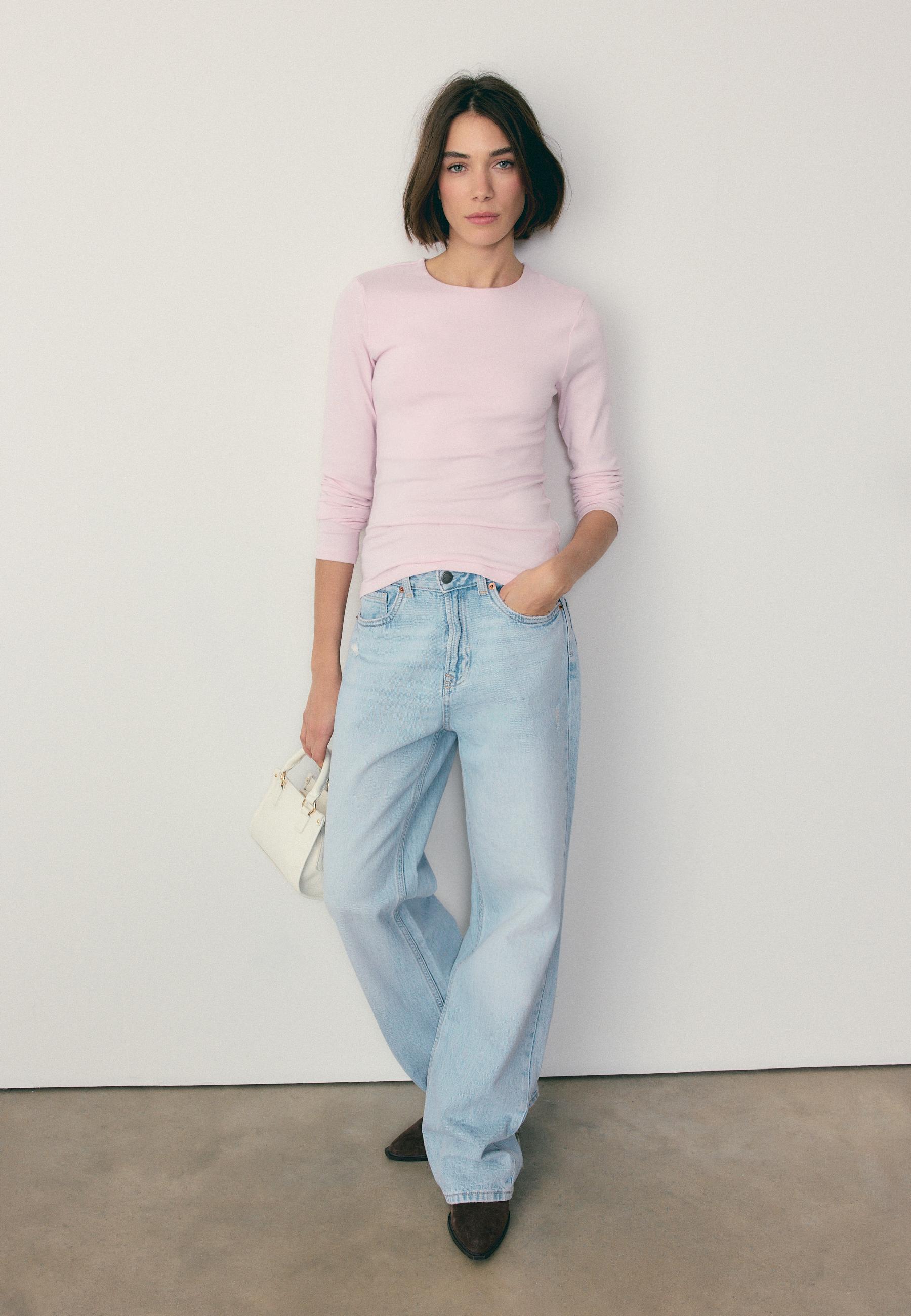 Basic long sleeve T-shirt — Salmon pink