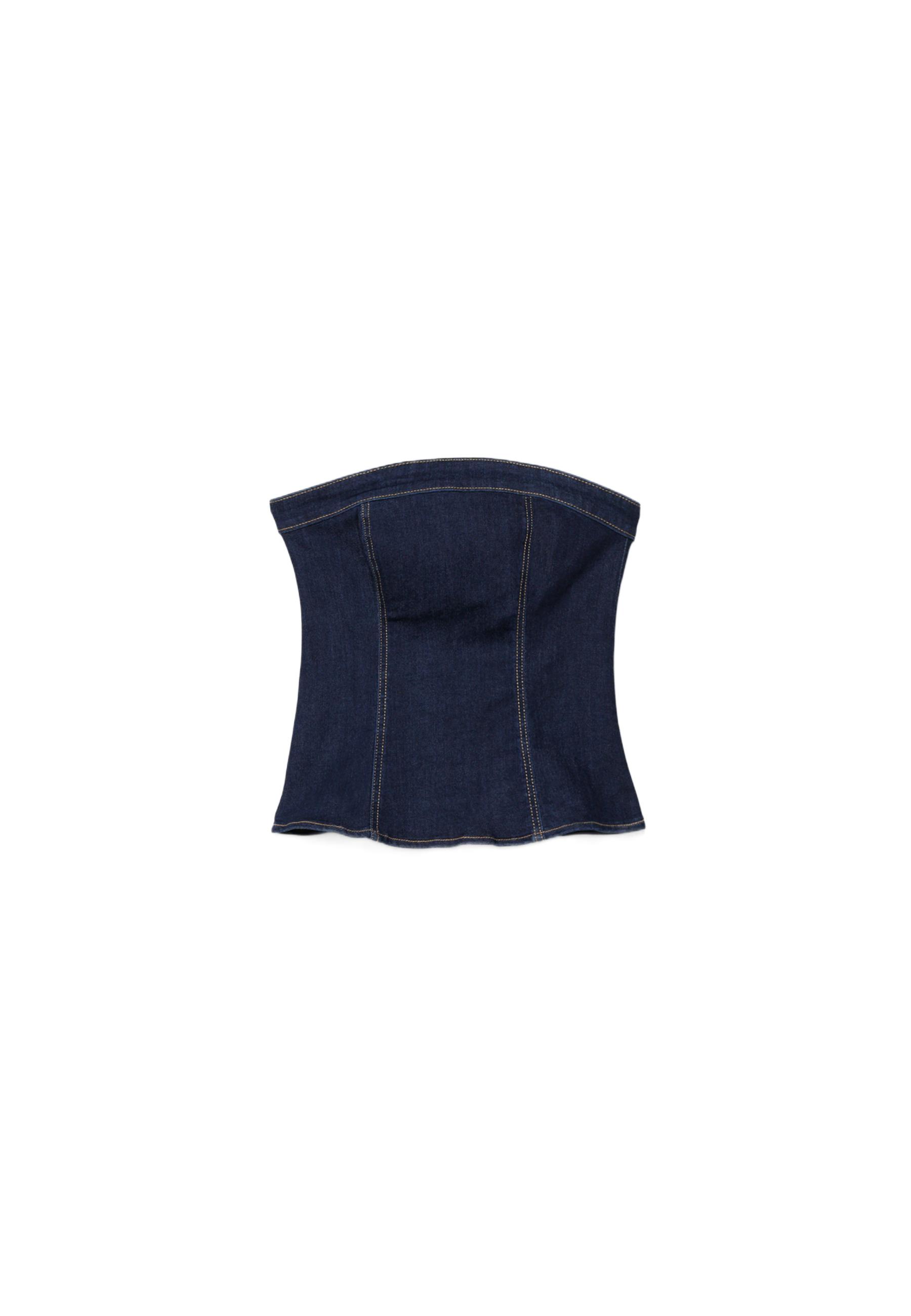 Denim bandeau top — OVERDYED BLUE DENIM
