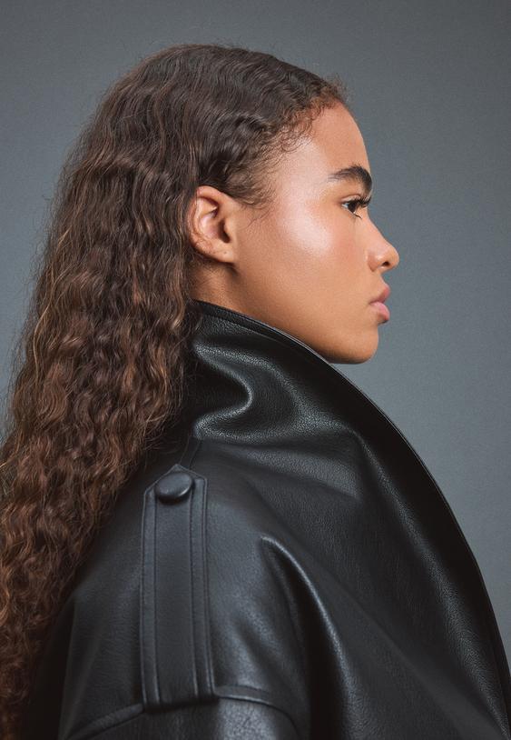 blouson bomber coupe boxy en similicuir matelasse