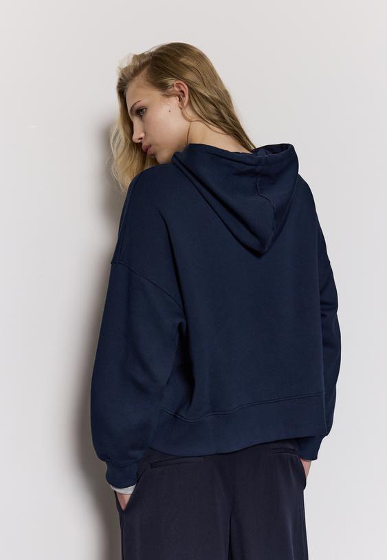 Stradivarius Hoodie With Rhinestones Navy Blue S