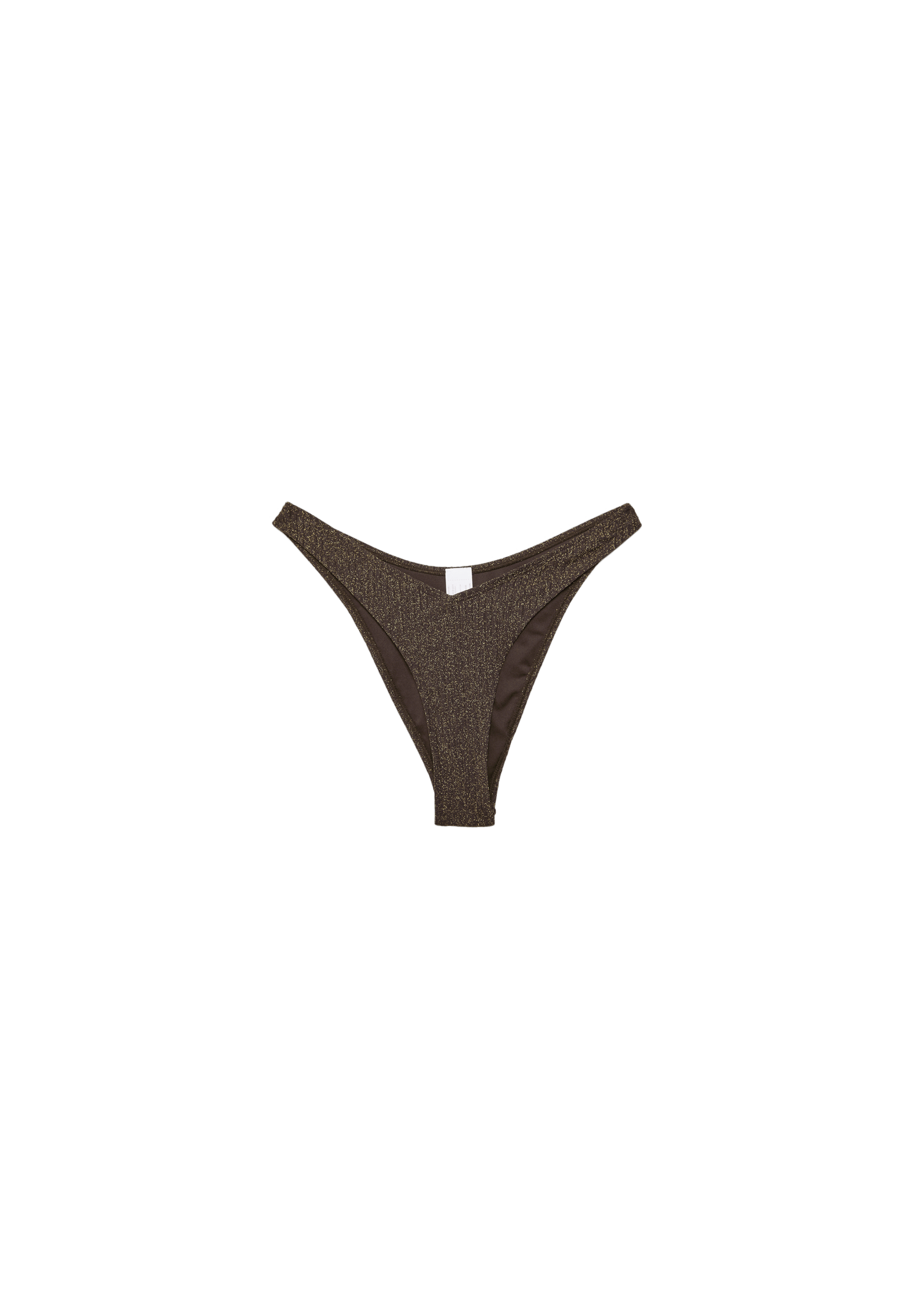 Ribbed Brazilian bikini briefs with glitter thread — Brown