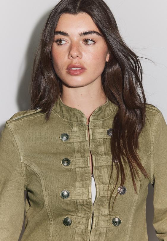 giacca in twill con bottoni