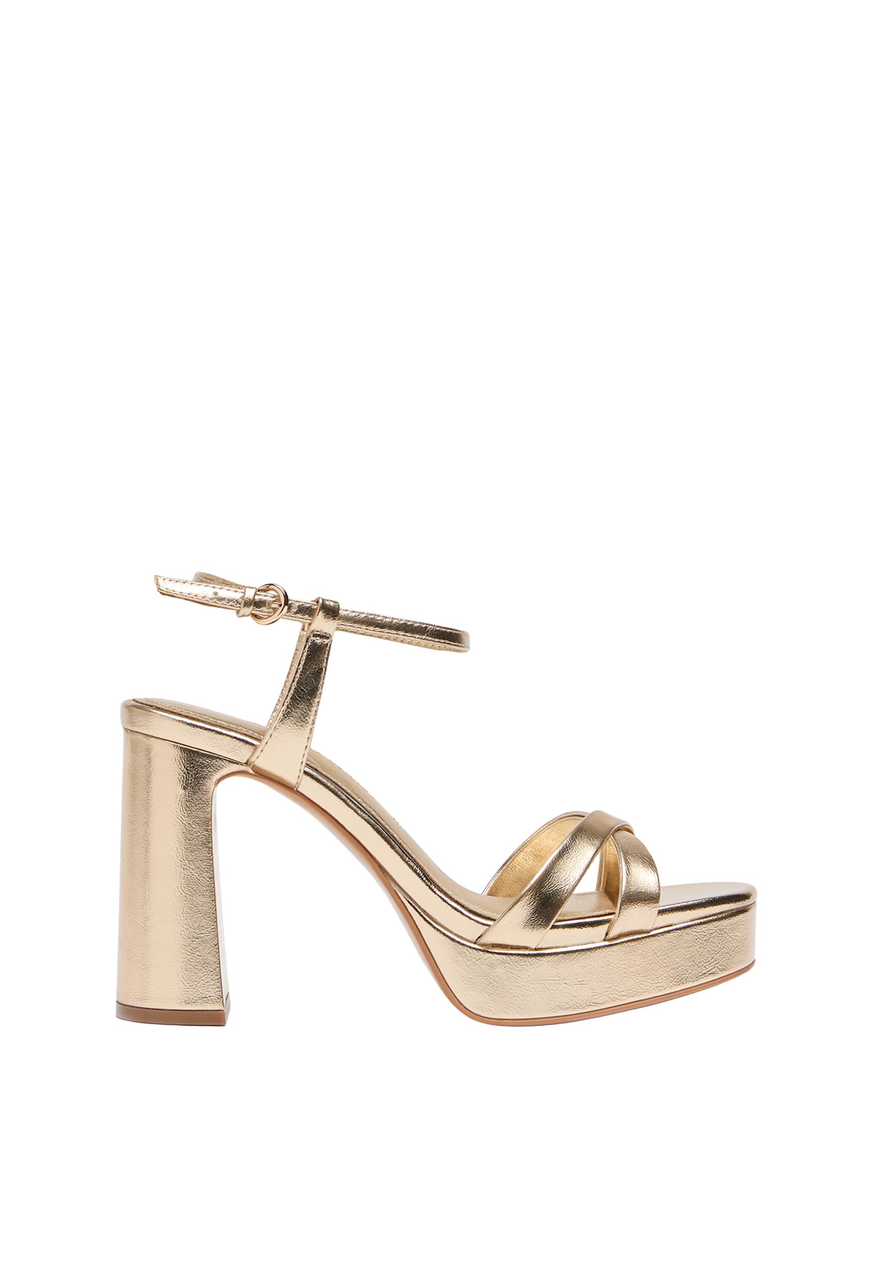 Platform block heel sandals — GOLD