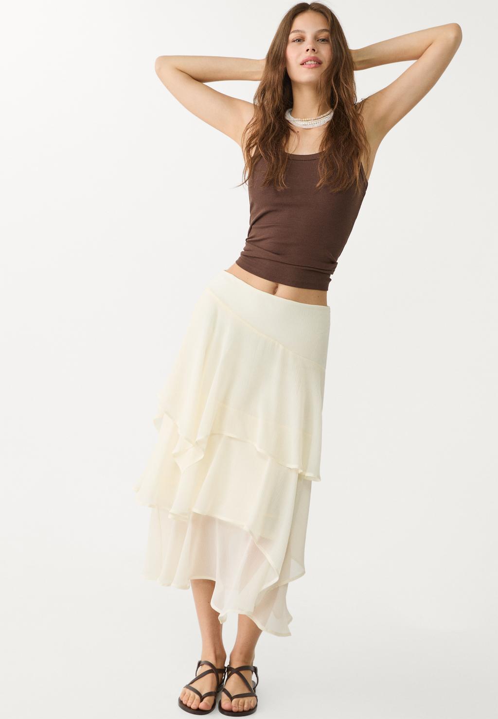 Ruffled midi skirt