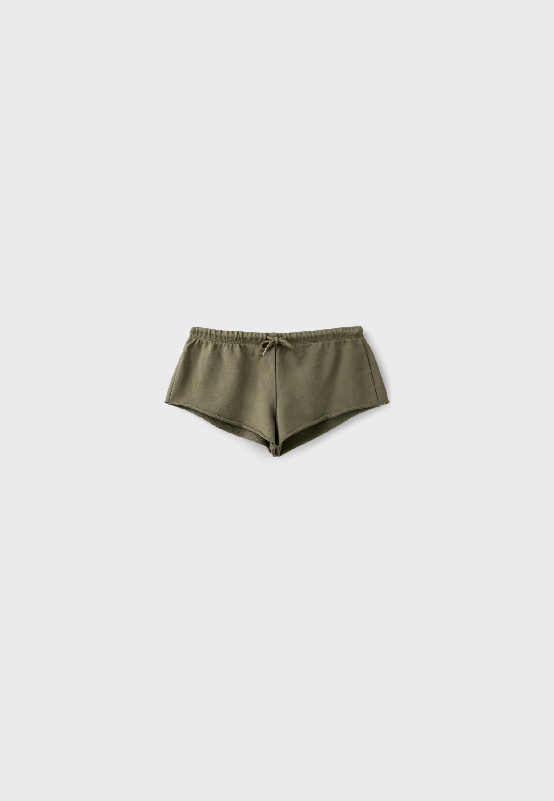 Plush mini shorts — Khaki