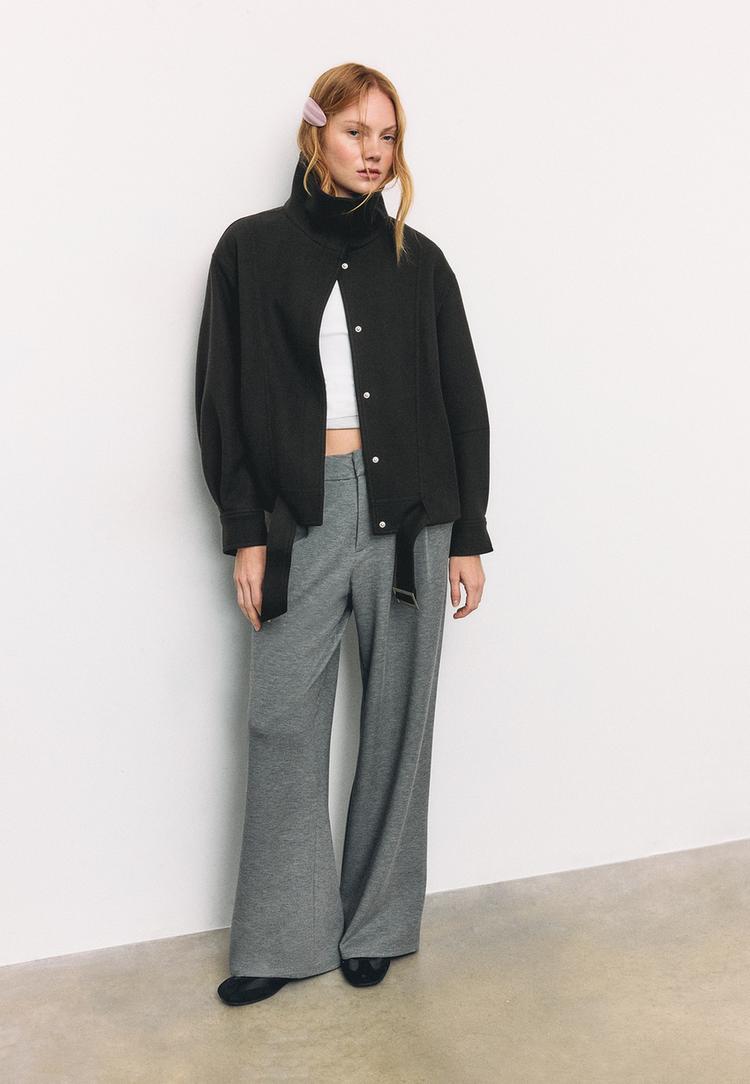 Stradivarius Μπουφάν Φούσκα Oversize Με Απαλή Υφή Μαύρο L