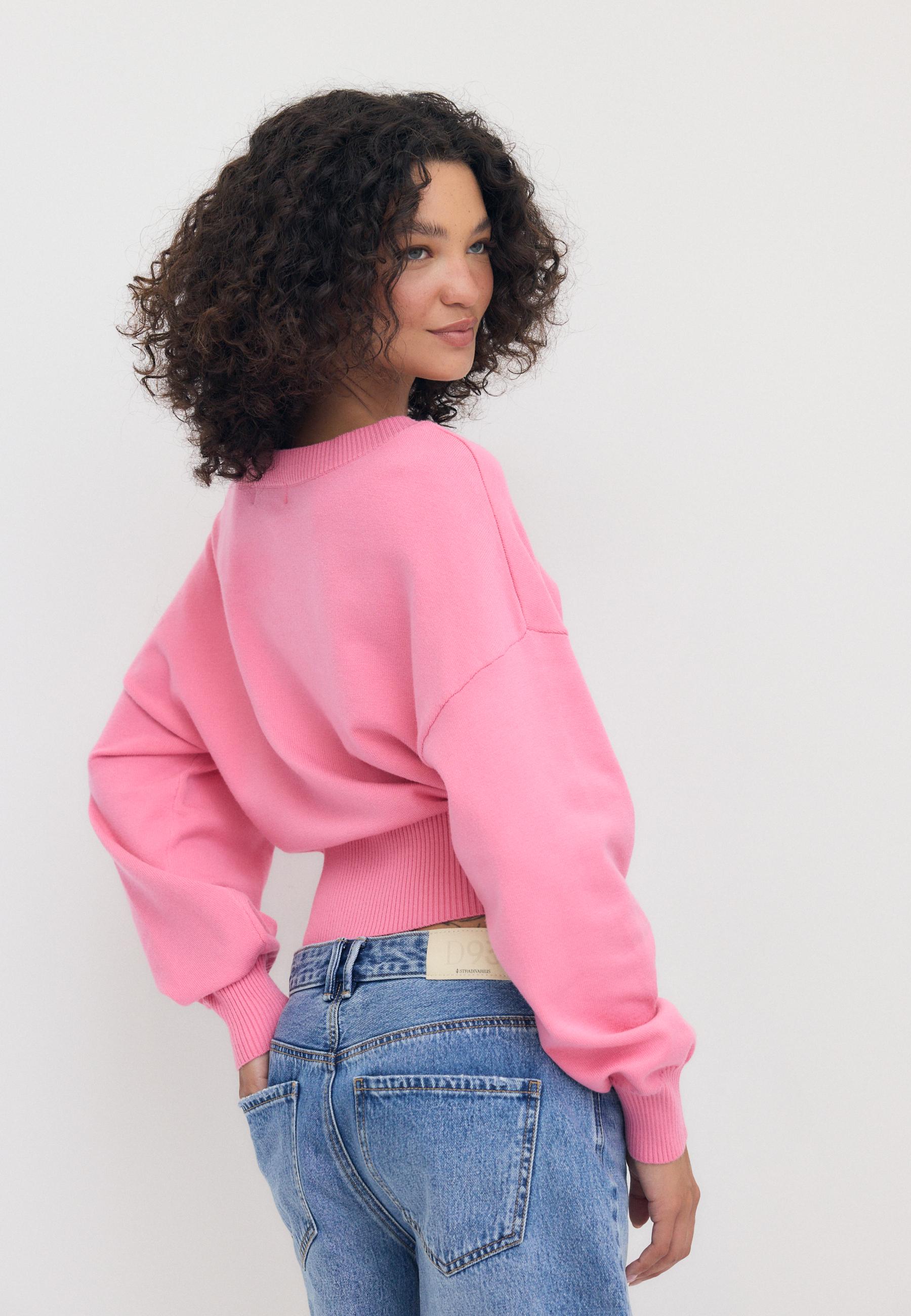 V-neck batwing sleeve jumper — Pink